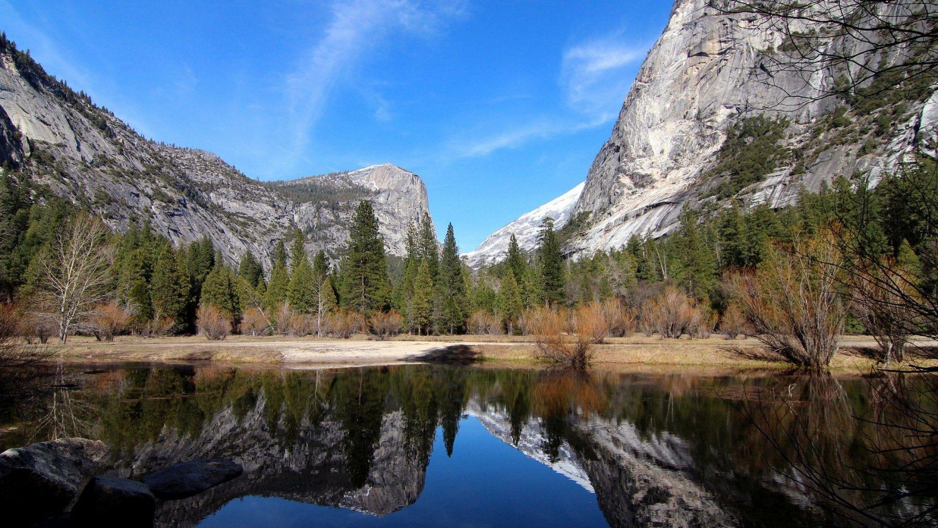 1920x1080 Mountains Trees Lake Yosemite desktop PC and Mac wallpaper