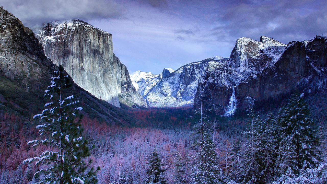 1280x720 Wallpaper Yosemite Valley, Yosemite National Park, Winter, Snow, 4K, Nature,. Wallpaper for iPhone, Android, Mobile and Desktop