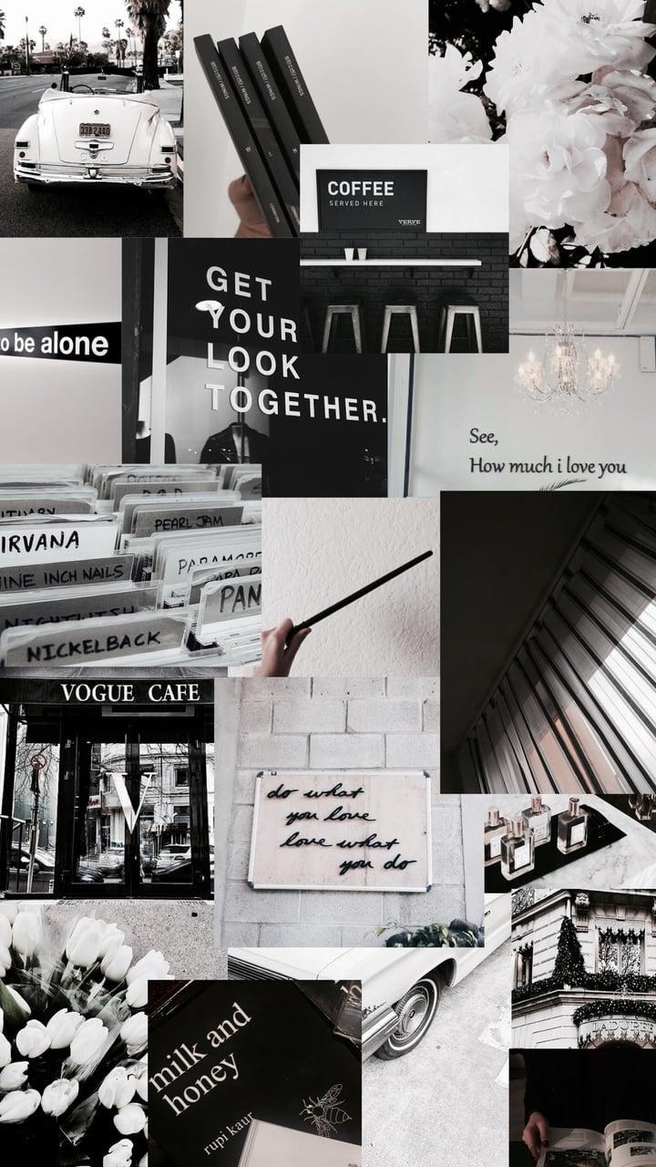 720x1280 Grey Aesthetic Collage Wallpaper