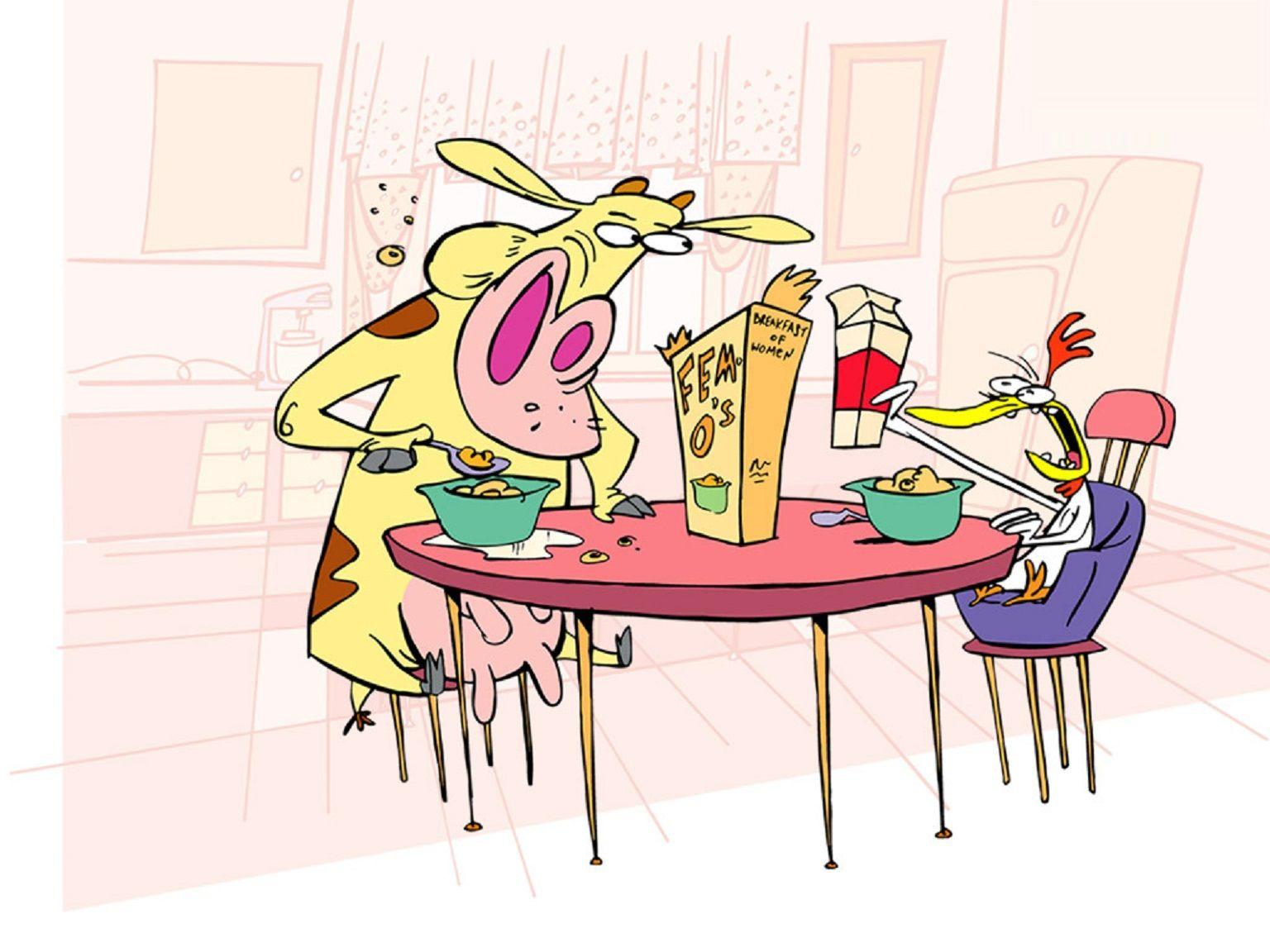 1536x1152 Free Style W Cow and Chicken HD Wallpaper