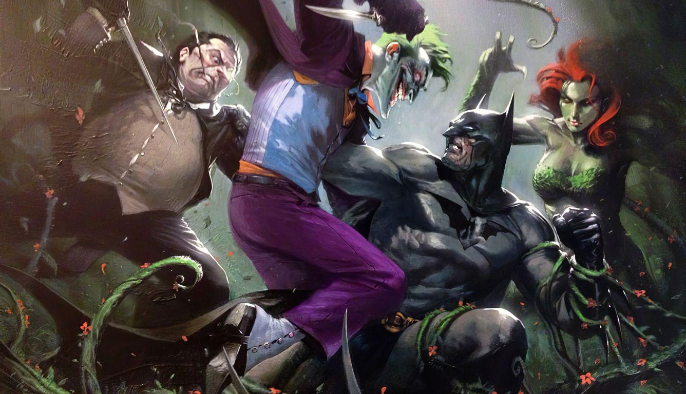 1336x768 Batman Joker Pinguino Ivy Laptop HD HD 4k Wallpaper, Image, Background, Photo and Picture