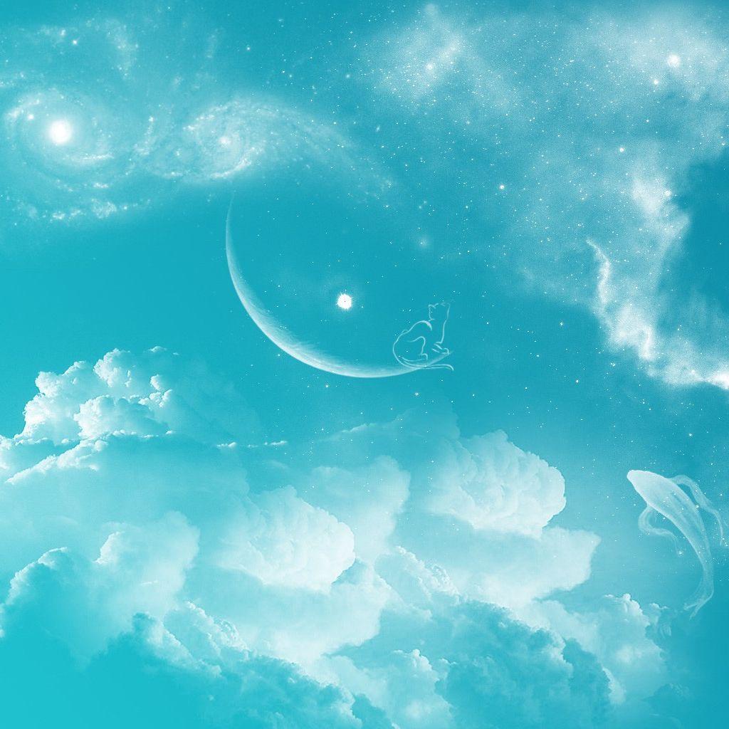 1024x1024 Fantasy Dreamy Cloudy Moon Space Tải xuống miễn phí hình nền iPad