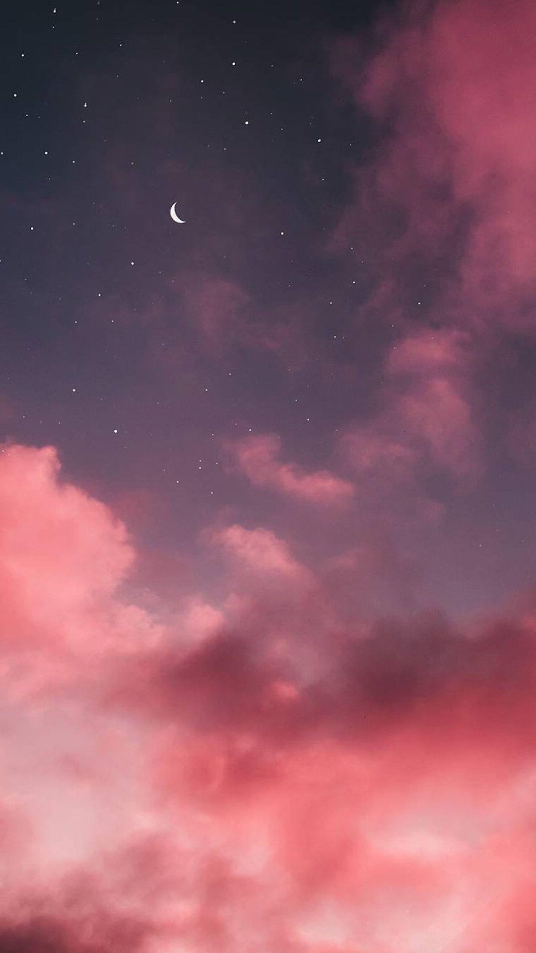 1080x1918 Phone Wallpaper Stars Stars Stars Sky #Wallpaprs #Background #iPhon., Wall. iPhone wallpaper moon, Pink clouds wallpaper, iPhone wallpaper stars