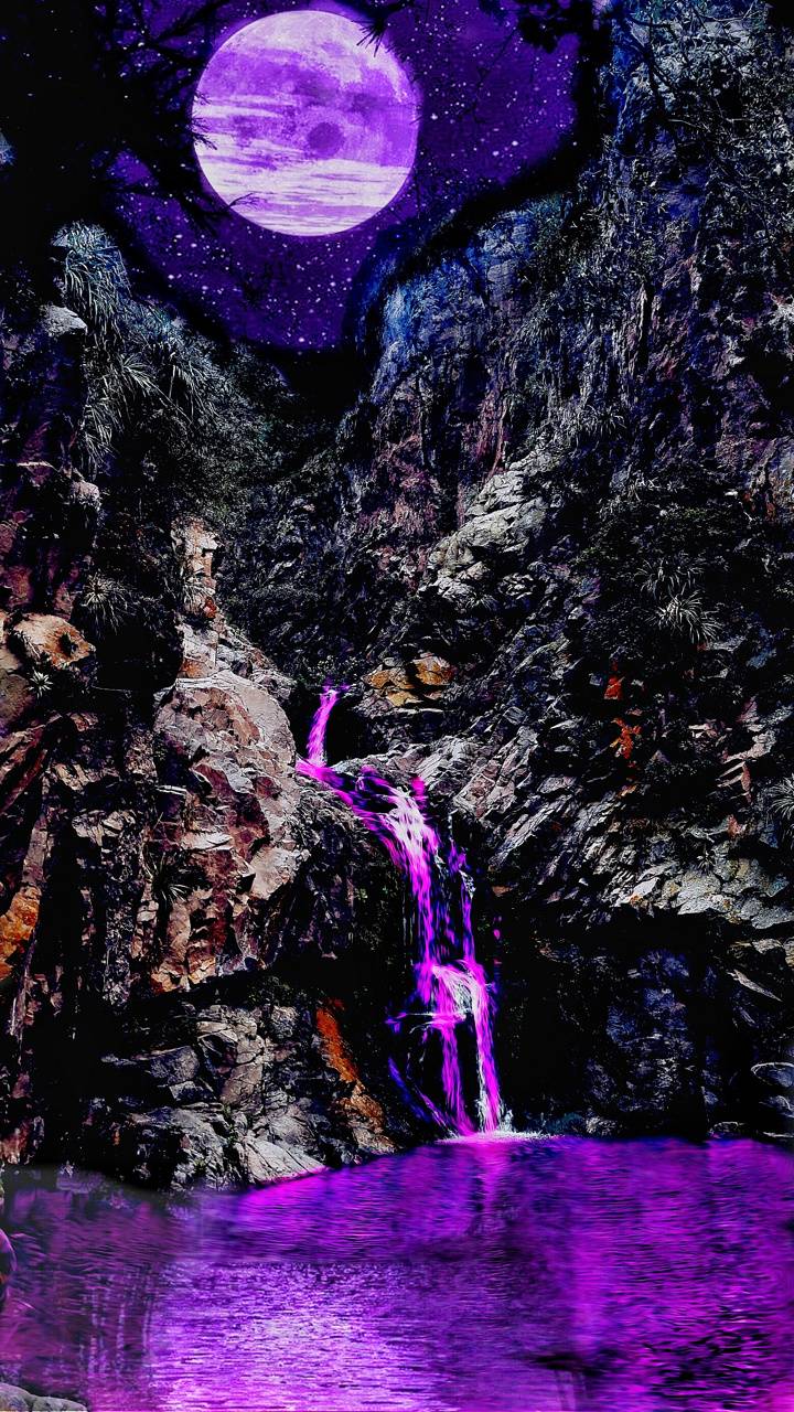 purple waterfall background