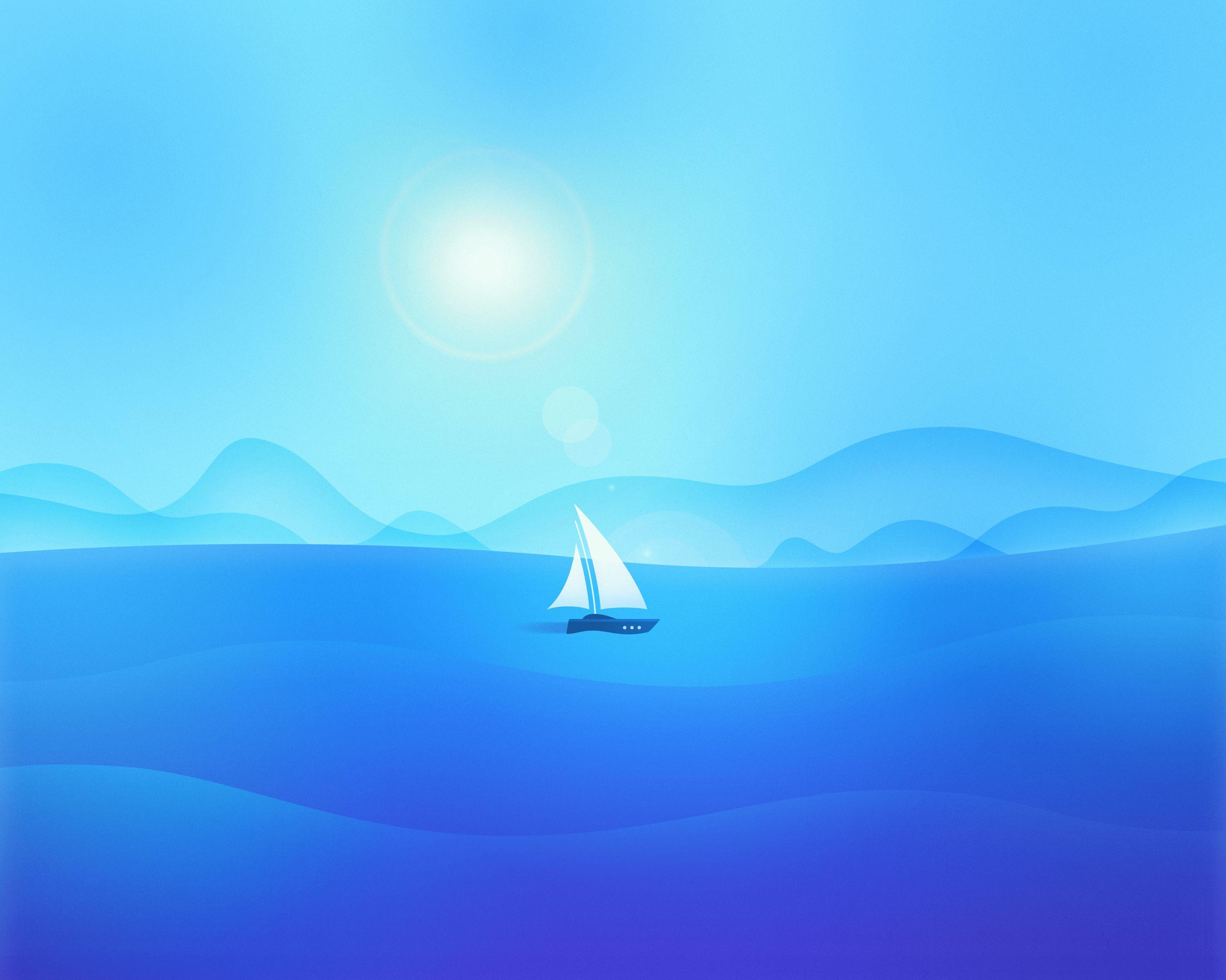 3200x2560 Sea Boat Material Minimal, HD Artist, 4k Wallpaper, Image, Background, Photo and Picture