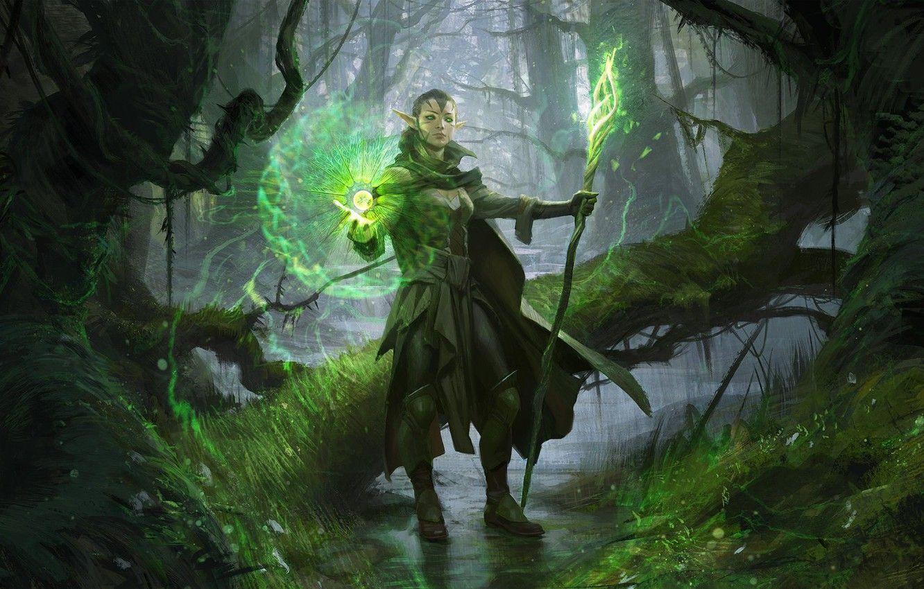 1332x850 Wallpaper MAG, Magic The Gathering, Wesley Burt, Planeswalker, Nyssa We We, Nissa Revane, Nissa Animist image for desktop, section игры