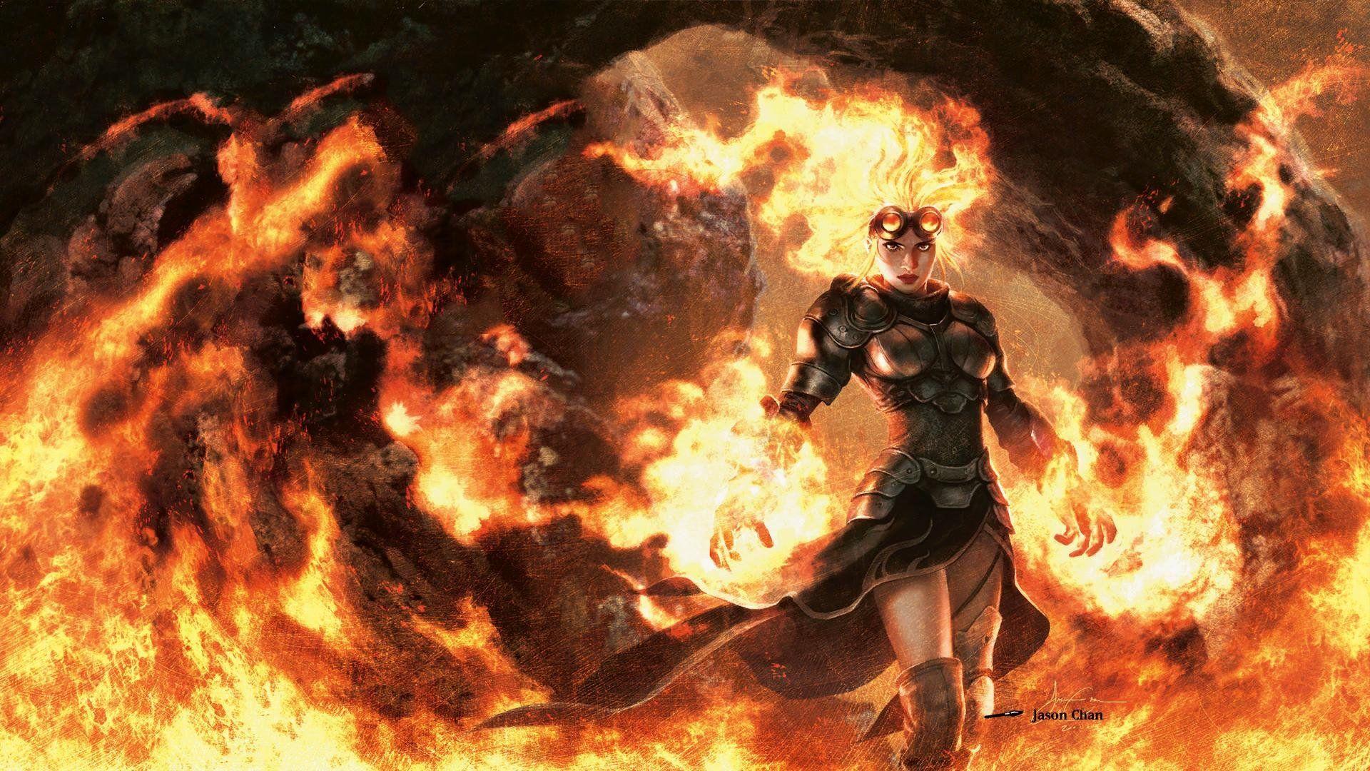1920x1080 WOMEN WARRIOS Chandra Nalaar Jason Chan The Gathering Planeswalker wallpaperx1080