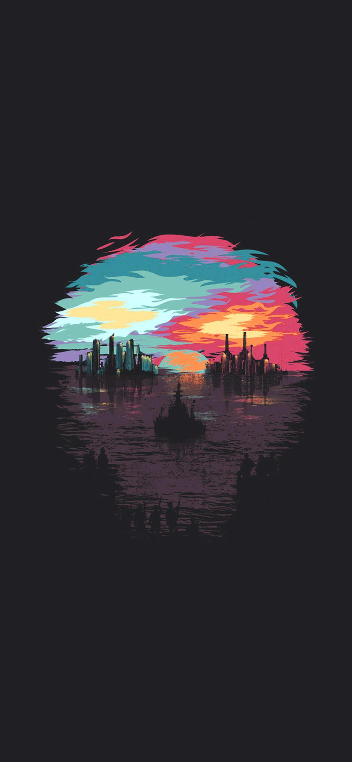 1125x2436 Dystopia Art Illustration Minimal Dark Wallpaper