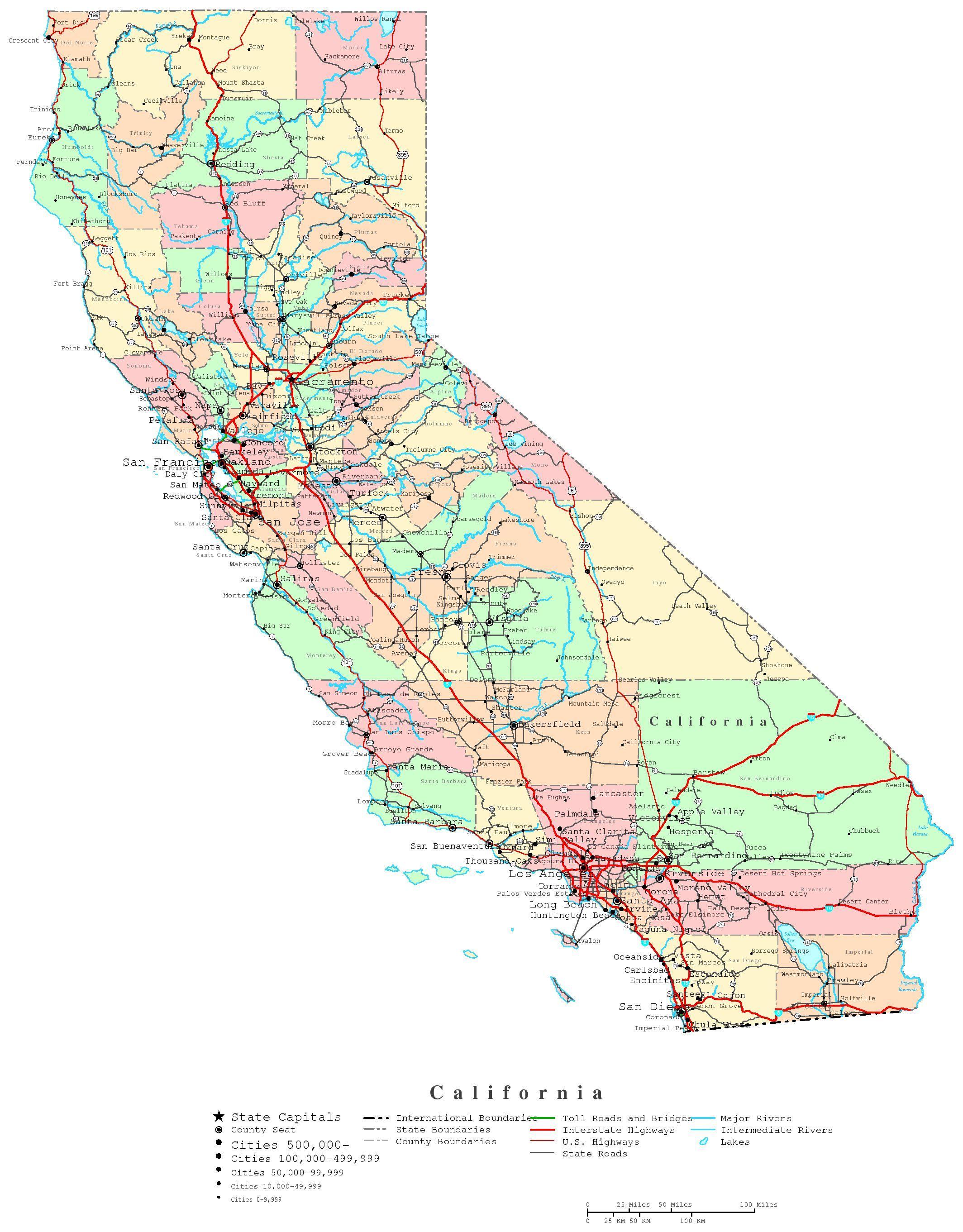 2128x2722 map of california cities Large Image