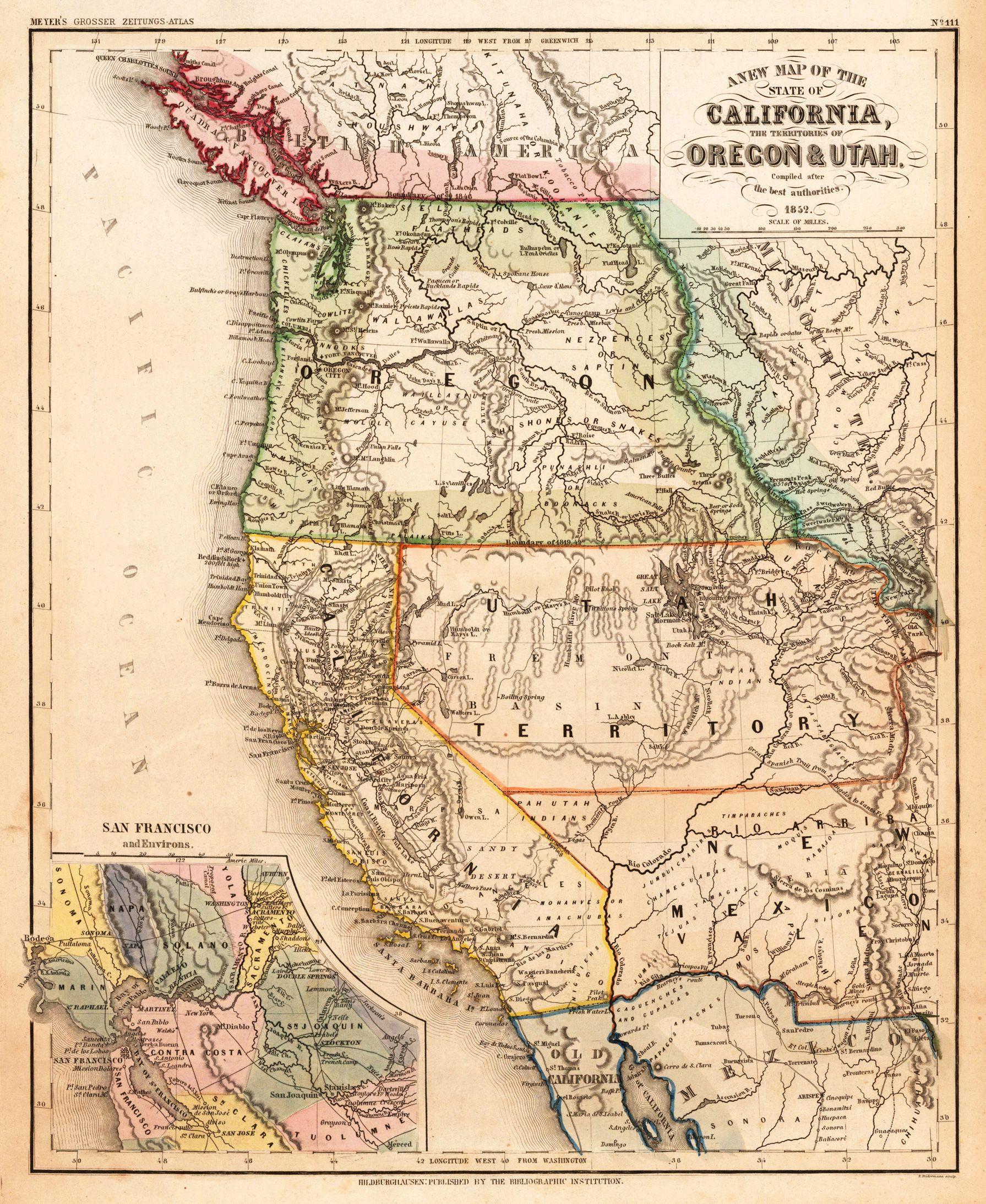 1791x2187 California, Oregon & Utah 1852