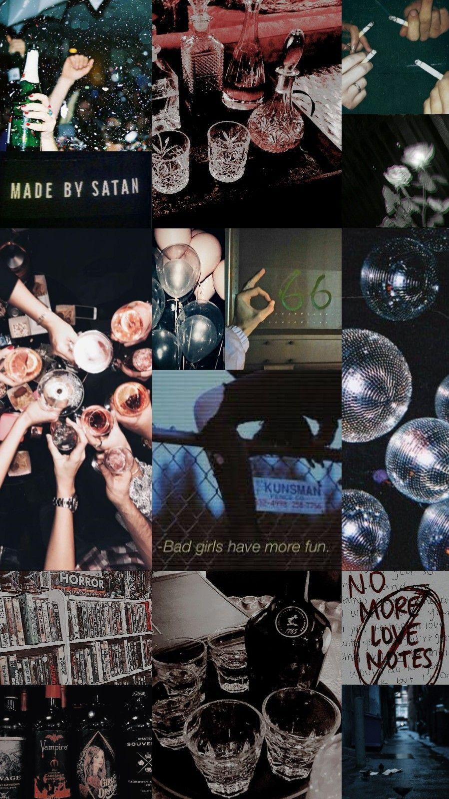 899x1600 Wallpaper, background, collage, aesthetic, music, color, dark, black, satan, horror, alchohol, par. Aesthetic collage, iPhone wallpaper, Black aesthetic wallpaper