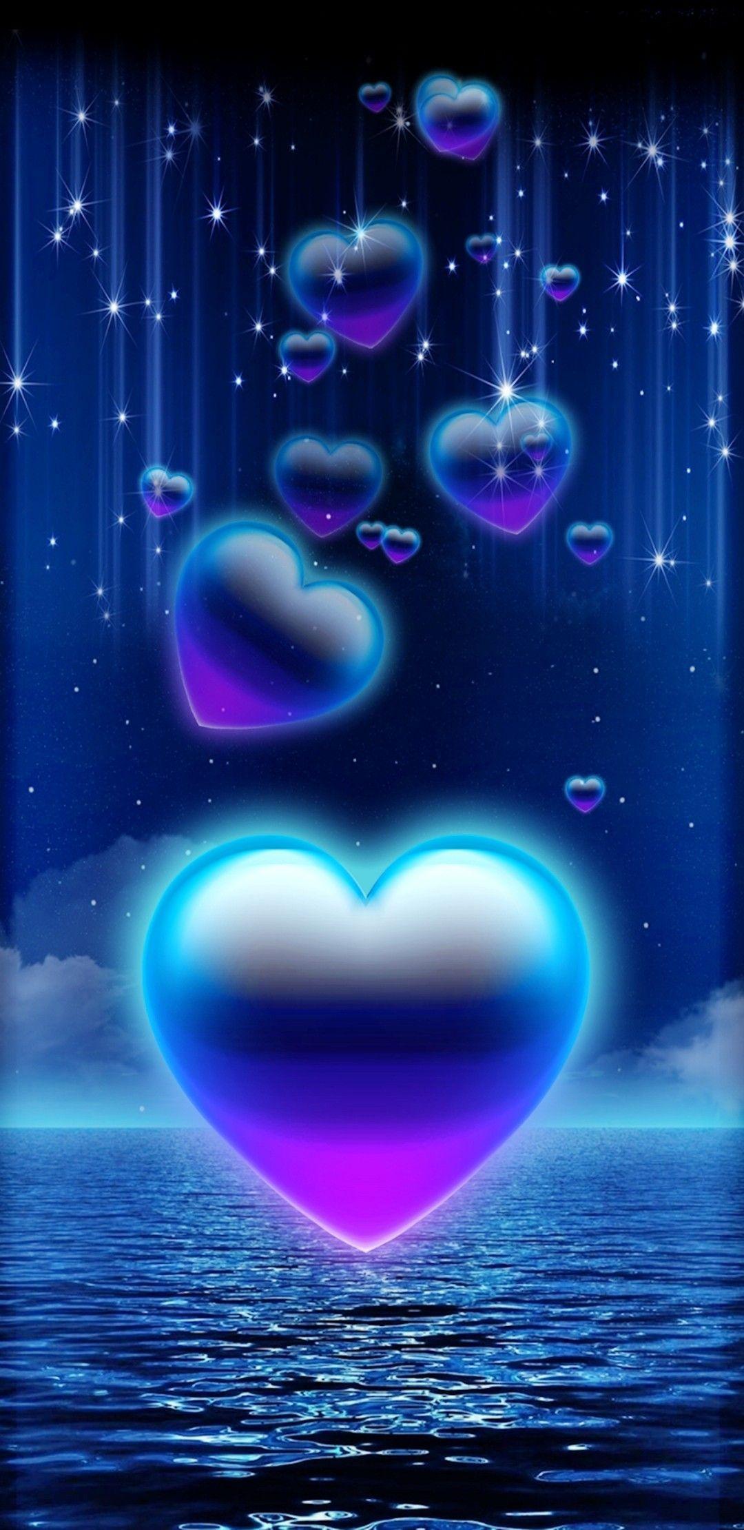 Blue And Purple Hearts Wallpaper