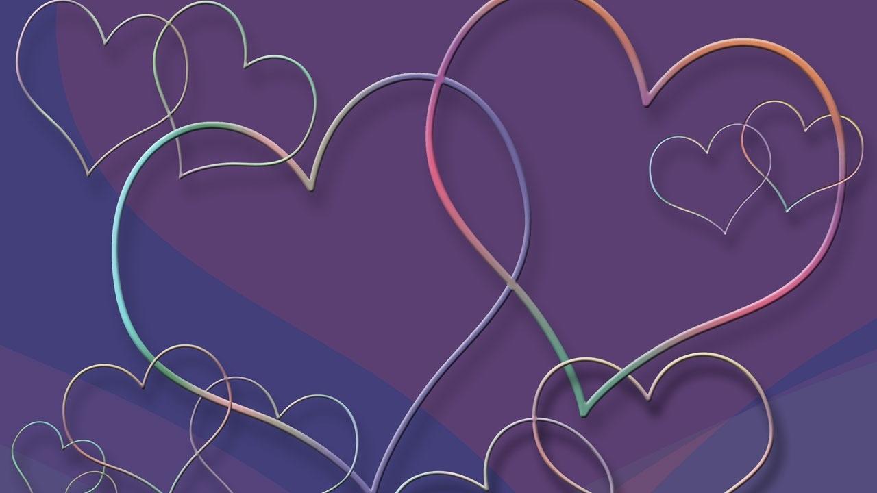 1280x720 Purple Hearts wallpaper for Android