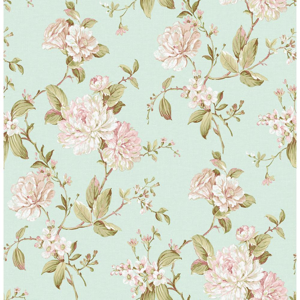 1000x1000 Brewster Mandir Light Blue Floral Trails Light Blue Wallpaper Sample 2734 003415SAM Home Depot