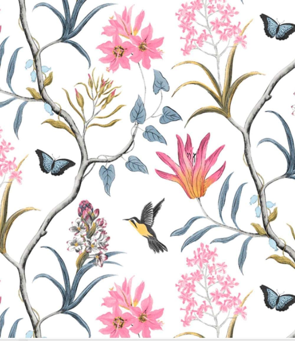 1000x1158 3D Wallpaper Chinoiserie Wallpaper Bedroom Wall Covering Modern Vintage Pink Floral Wallpaper Blue Tropical Butterfly Birds Flower Wall Paper * 300: Amazon.co.uk: DIY & Tools