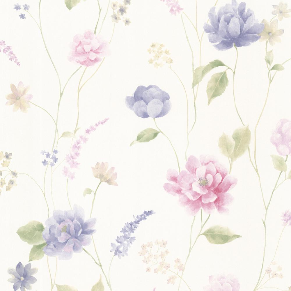 1000x1000 Brewster Hanne Blue Floral Pattern Vinyl Peelable Roll Wallpaper (Covers 56.4 Sq. Ft.) 347 20108 Home Depot