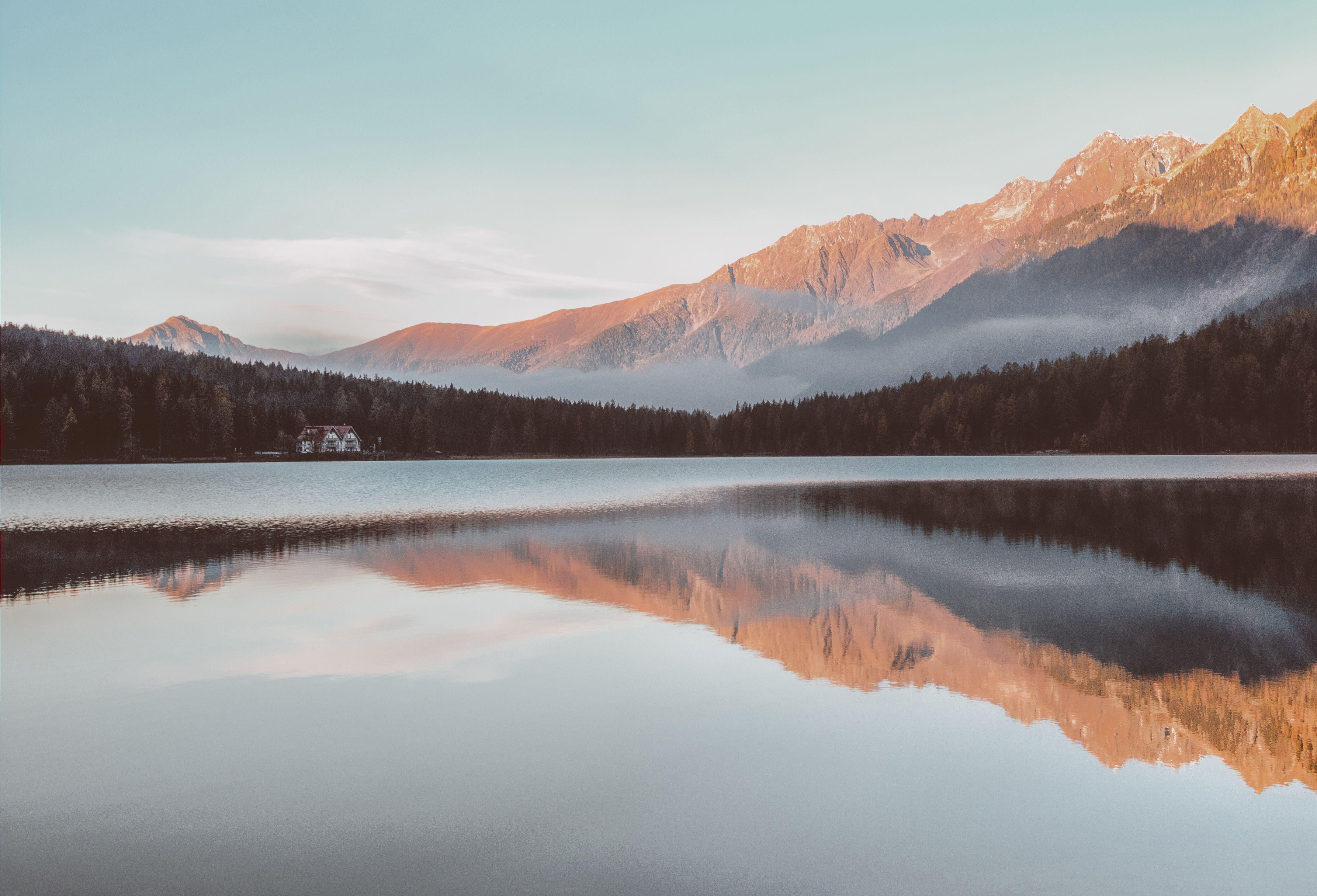 4331x2946 Lakeside Mountain Peak Outdoors Lake Reflection Sunset 4k 1280x1024 Resolution HD 4k Wallpaper, Image, Background, Photo and Picture