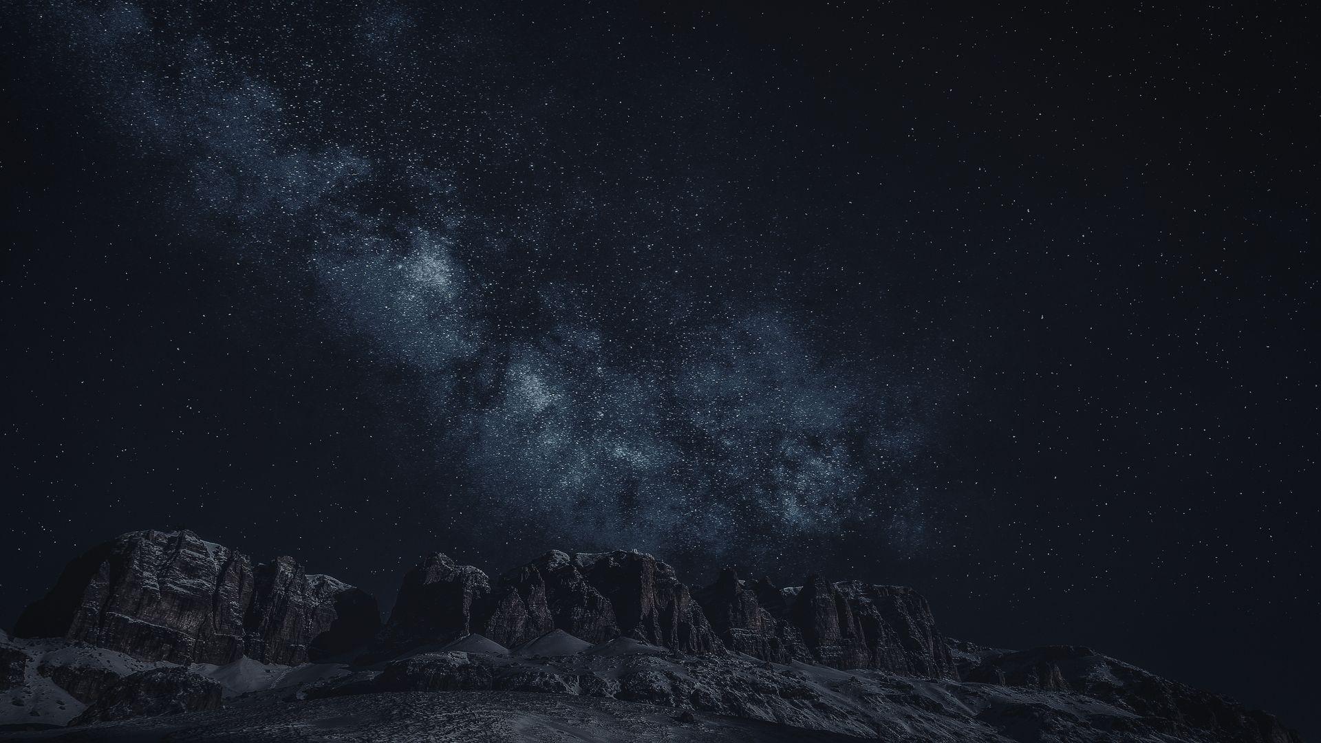 1920x1080 Milky Way Mountains Download HQ Wallpaper