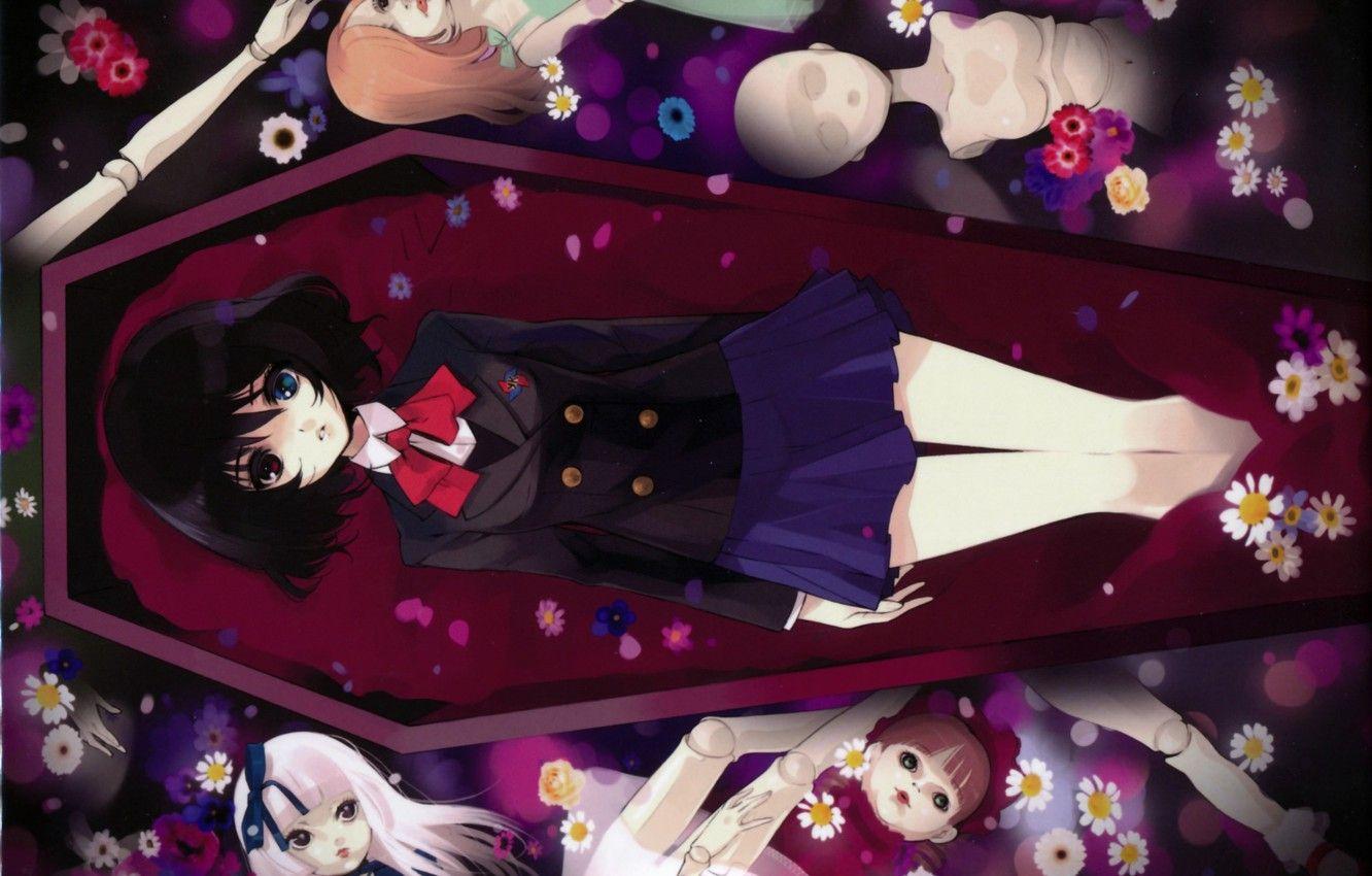 1332x850 Wallpaper flowers, doll, form, the coffin, bow, other, misaki mei, another, puppets, by noizi ito image for desktop, section сёнэн