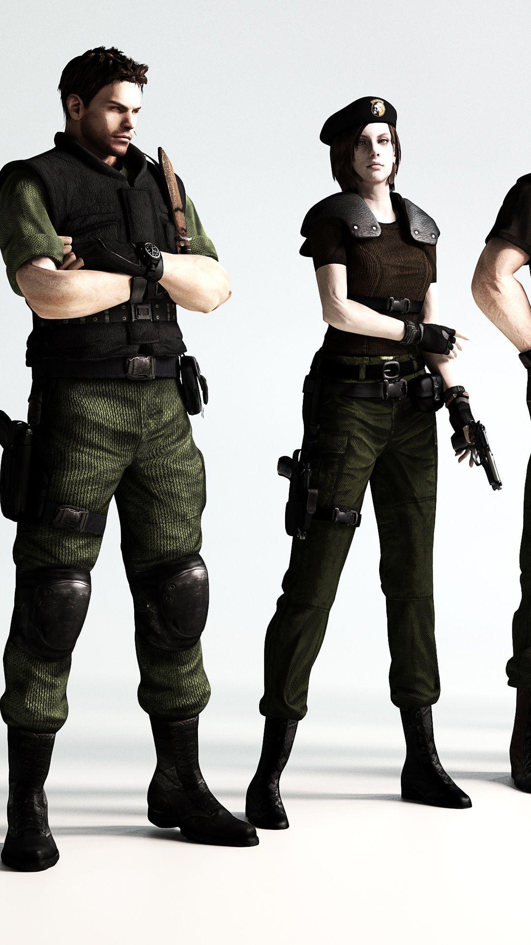 1080x1920 resident evil, art, fan, albert wesker, chris redfield, biohazard, resident evil desktop wallpaper 74605