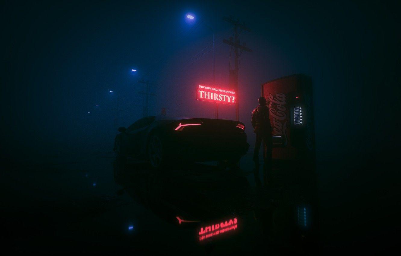 1332x850 Wallpaper Reflection, Auto, Fog, Music, Neon, People, Machine, Style, Lantern, Lights, Background, Car, Car, Coca Cola, Render, Style Image For Desktop, Section рендеринг