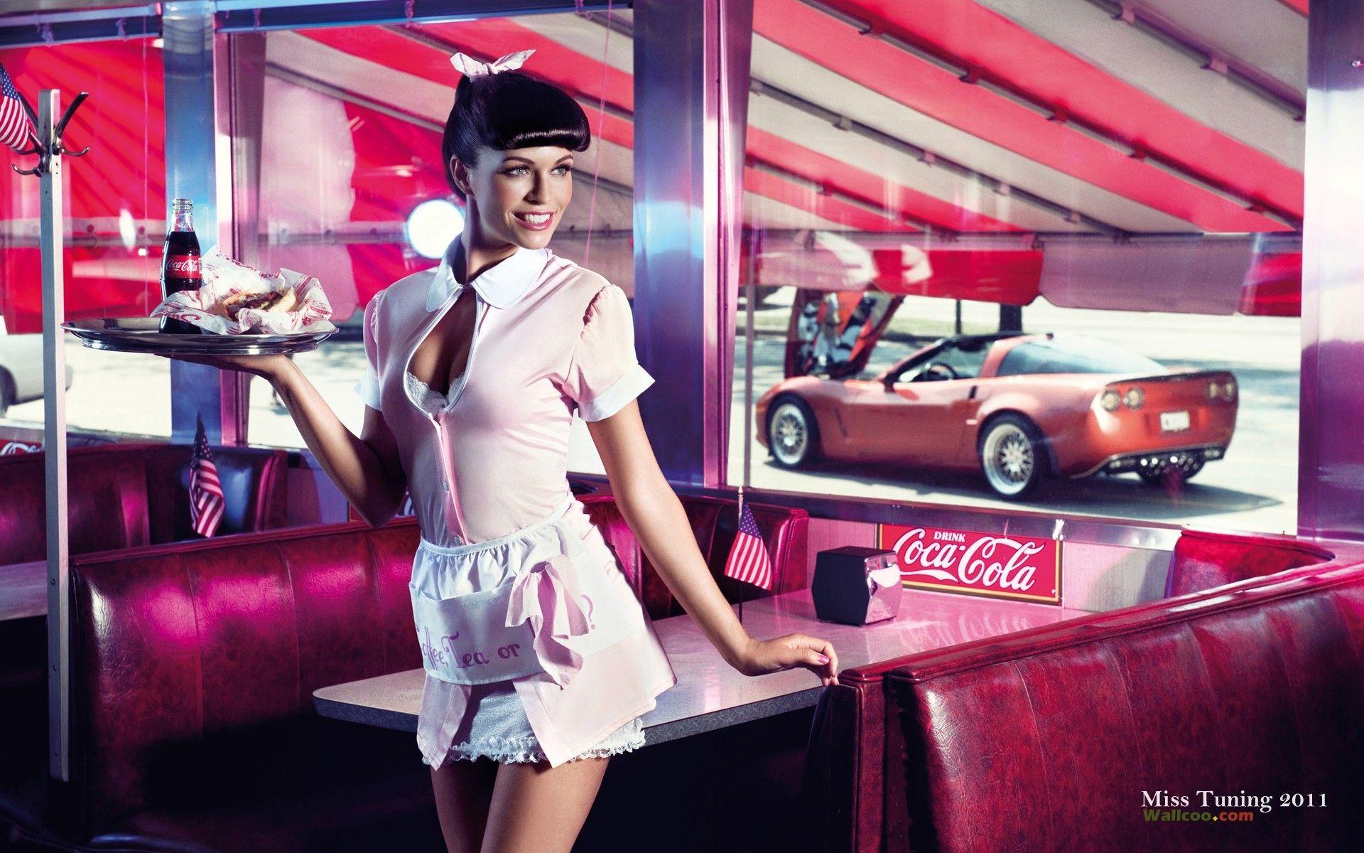 1920x1200 Women, Cars, Models, Coca Cola, Juni, Kristin Zippel, Miss Tuning Wallpaper