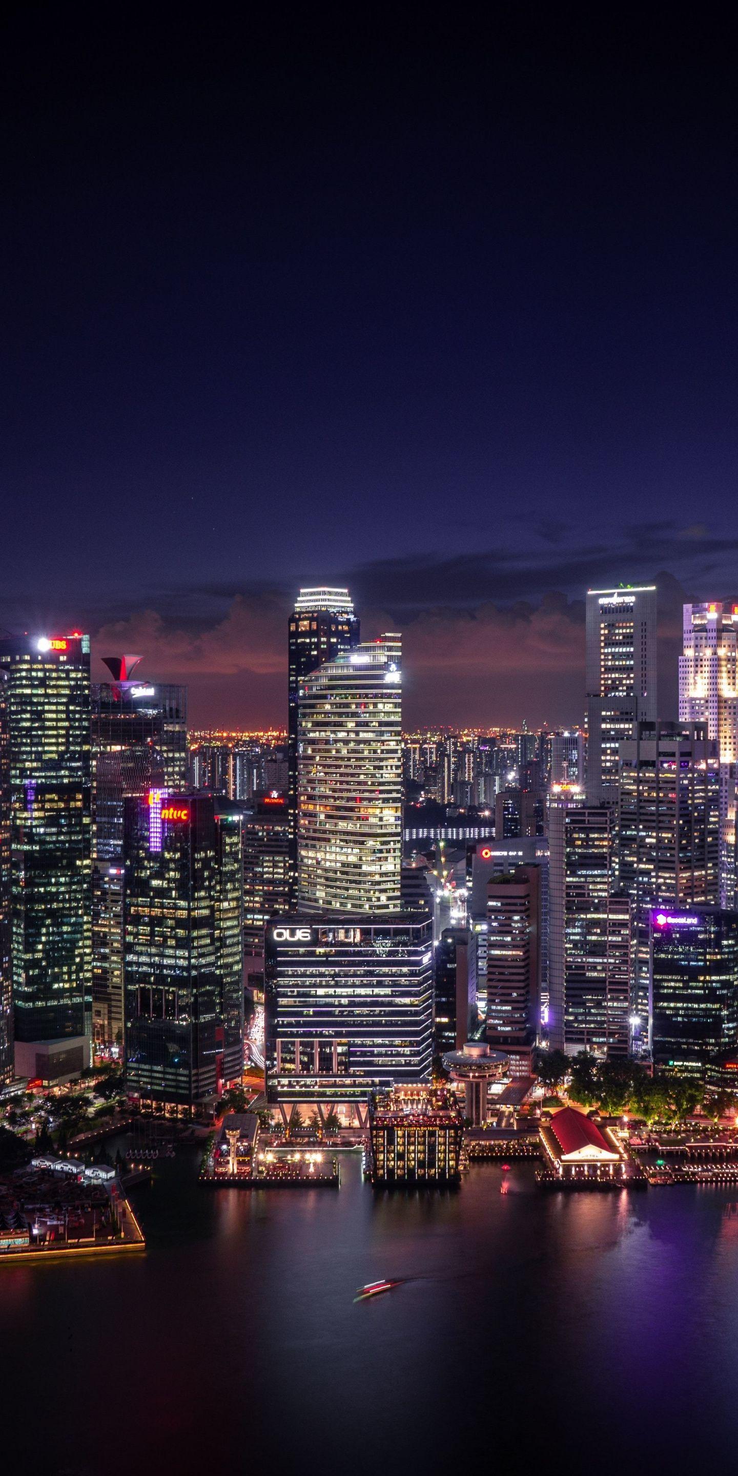 1440x2880 Night, cityscape, Singapore wallpaper. Cityscape wallpaper, Cityscape, Night city