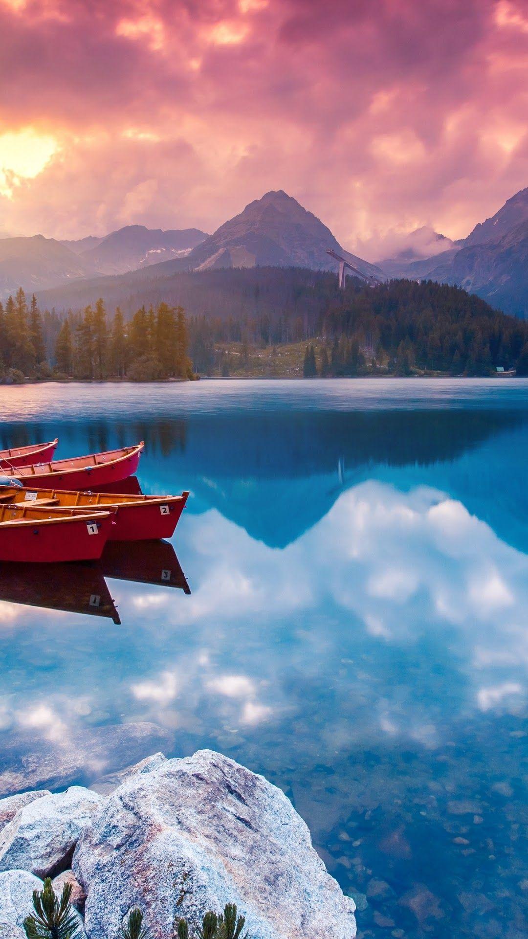 1080x1920 Sunrise Nature Lake Mountain Scenery 4K Wallpaper