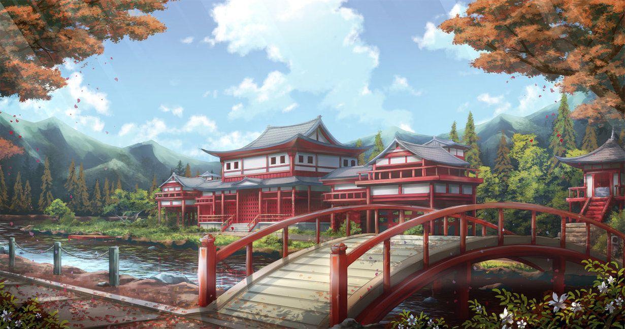 1231x649 CM - Castle Garden. Castle garden, Background image, Anime scenery