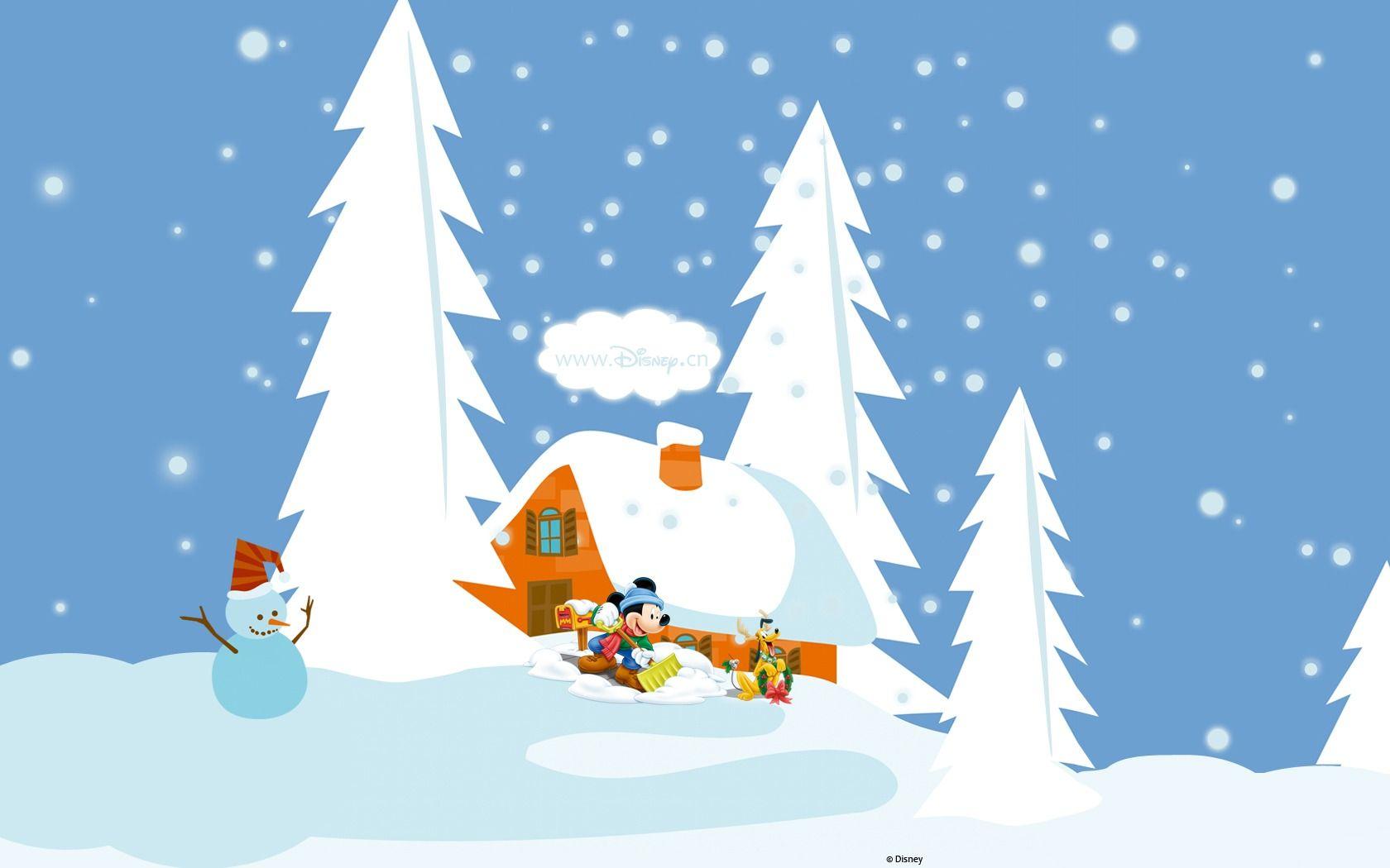 1680x1050 Winter Mickey Mouse Wallpaper
