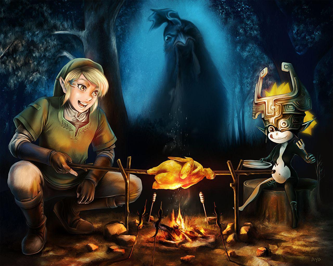 1280x1024 Desktop Wallpaper The Legend of Zelda Link, Midna 2 young woman