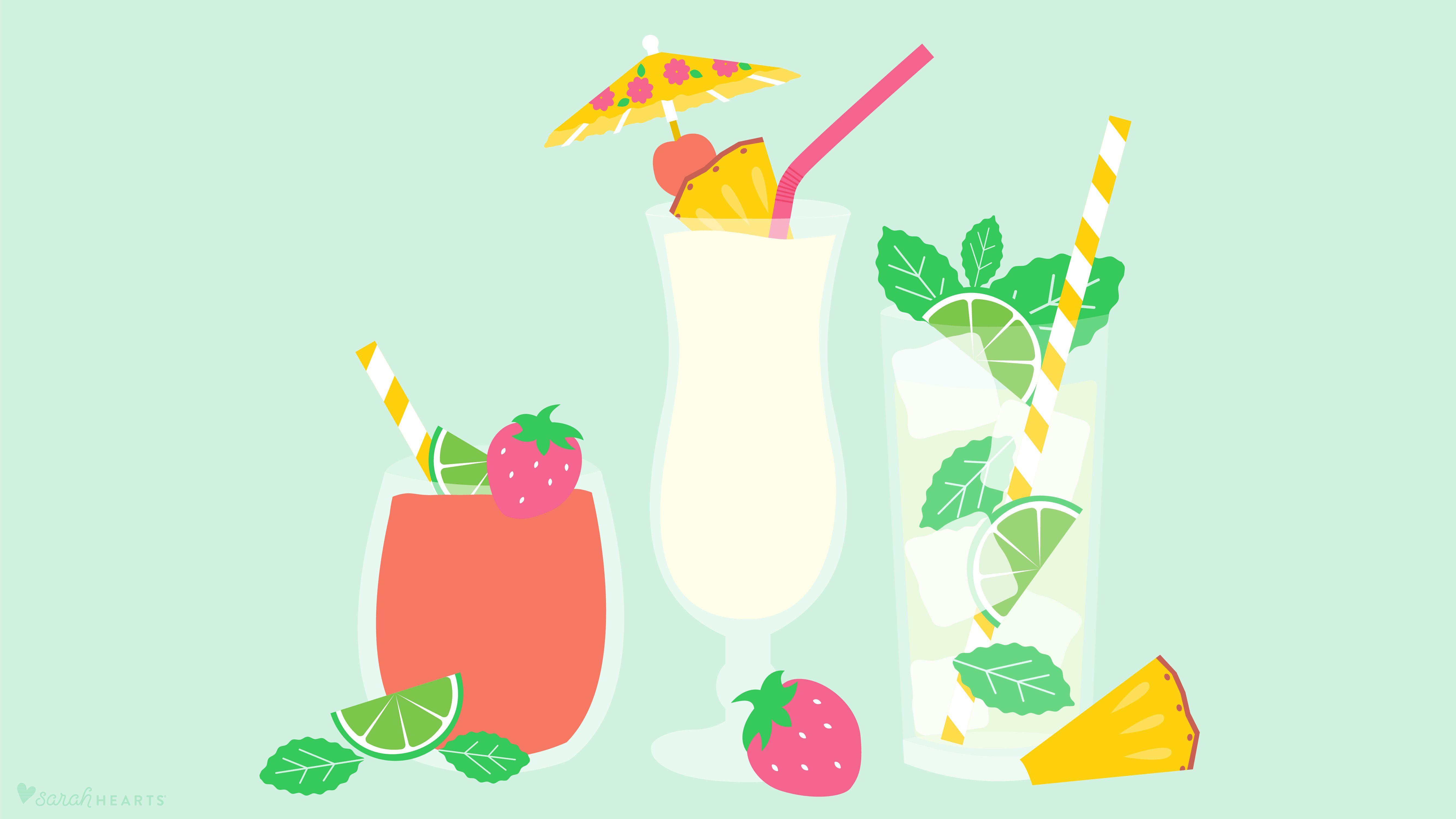5334x3000 July 2019 Summer Drinks Calendar Wallpaper