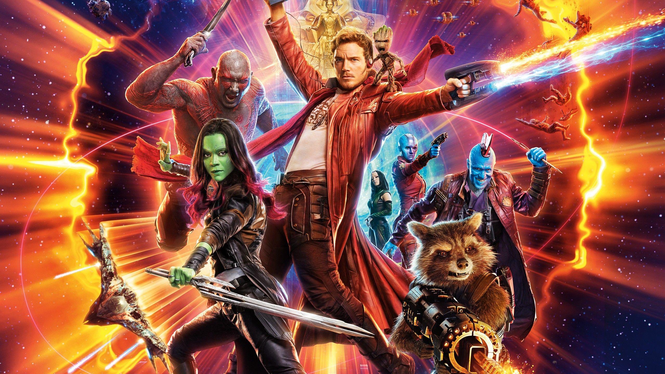 2560x1440 Wallpaper Guardians Of The Galaxy Vol. Star Lord, Gamora, Drax, Rocket, Yondu Udonta, Best Movies, Movies