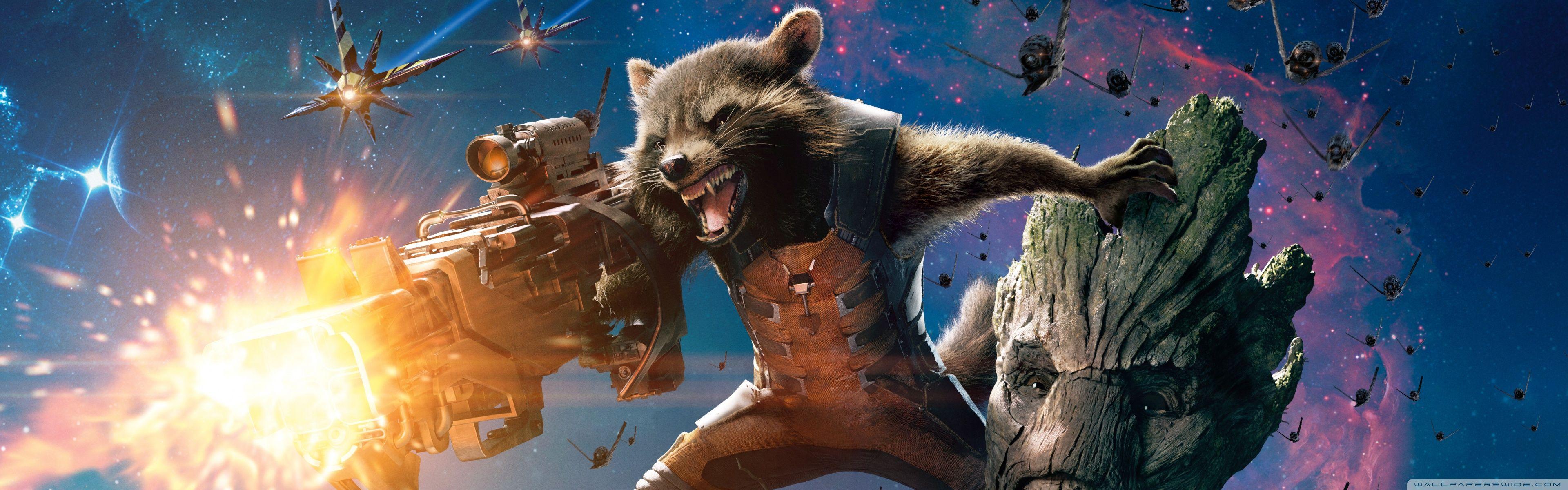 3840x1200 Rocket And Groot Wallpaper
