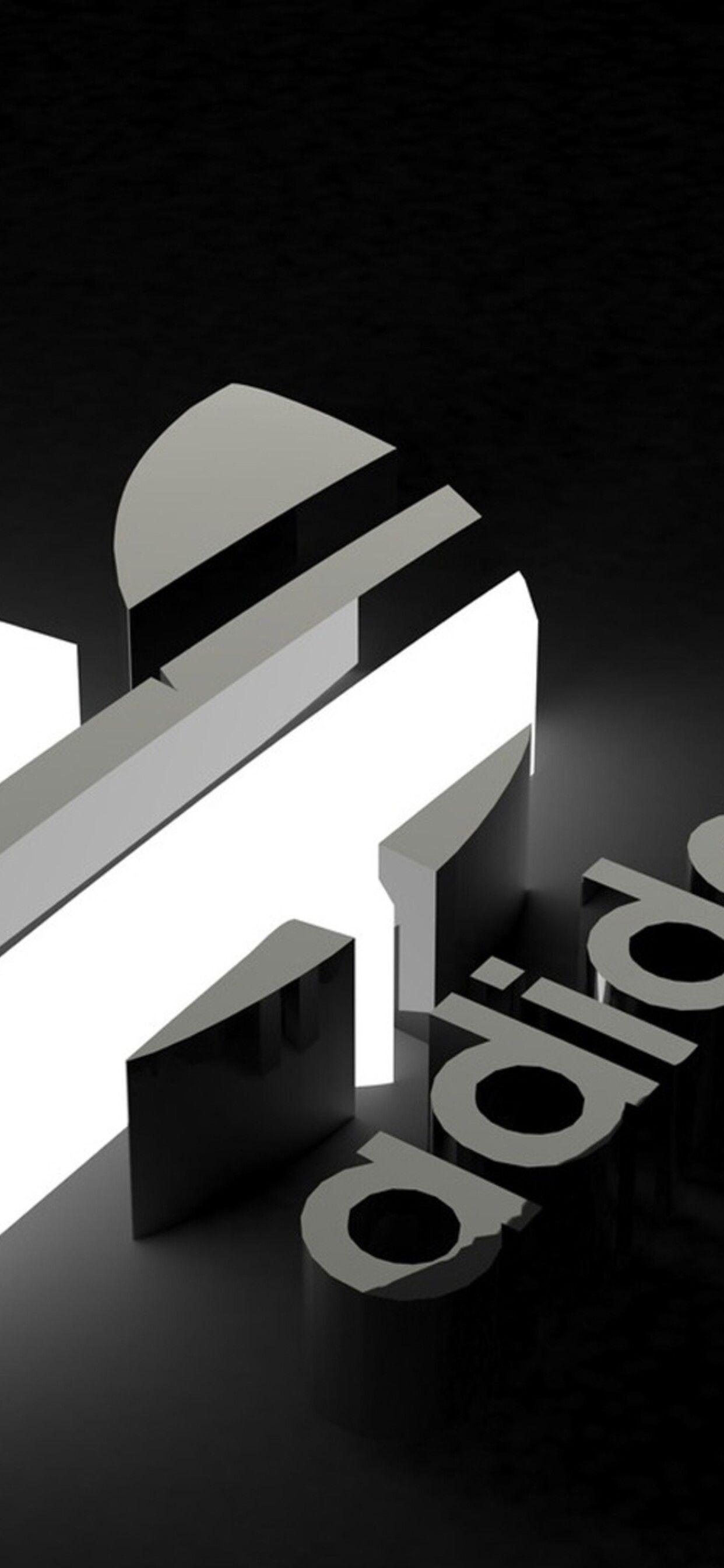 1242x2688 Adidas logo and white 3D wallpaper