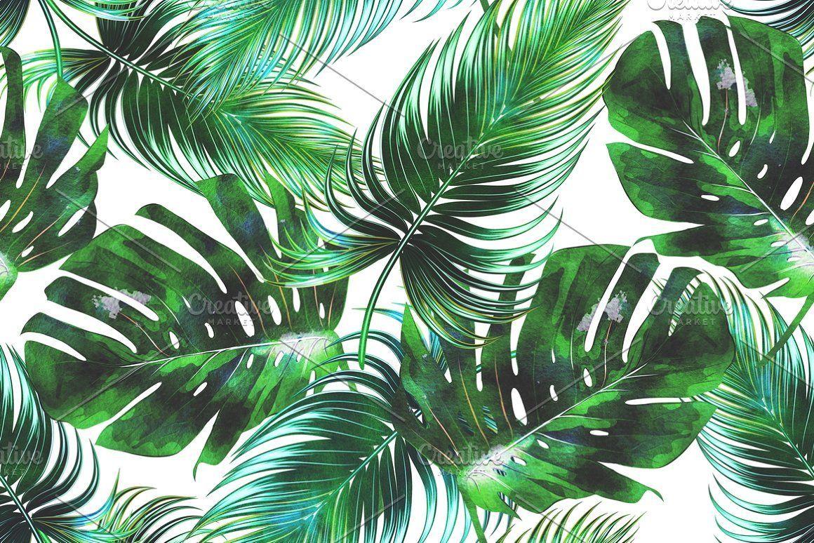 1160x774 Watercolor tropical leaves pattern. Tropical leaves pattern, Leaf background, Leaf wallpaper