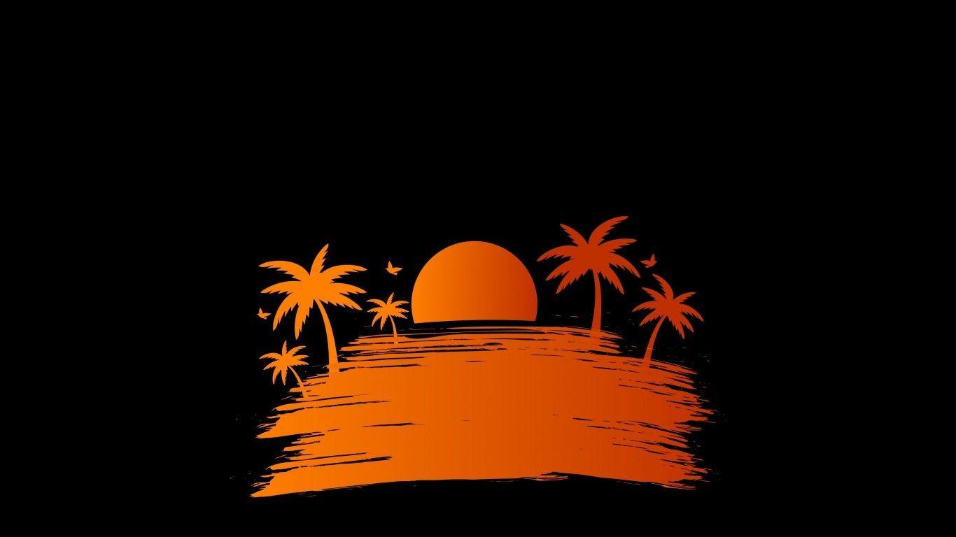 1366x768 Download 1366x768 Tropical Vector Art, Landscape, Orange Wallpaper for Laptop, Notebook