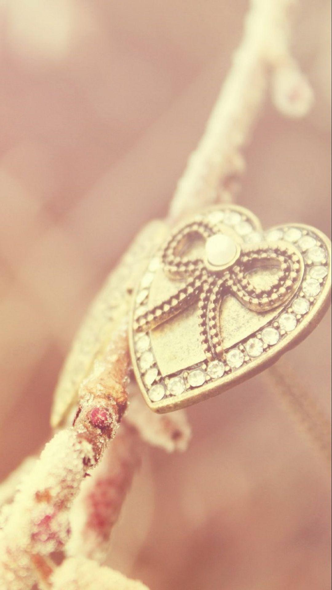 1080x1920 Gold Hearts Wallpaper