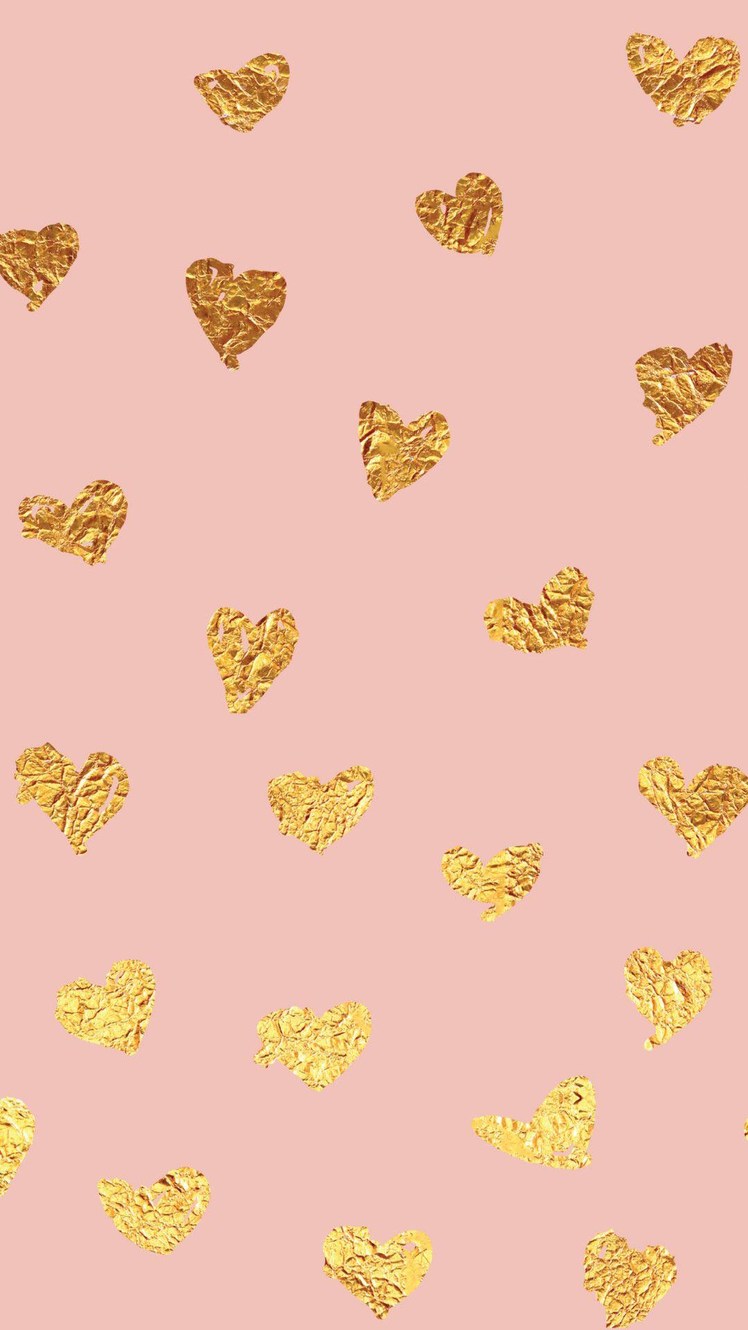1080x1920 Rose Gold Cute Wallpaper Hearts