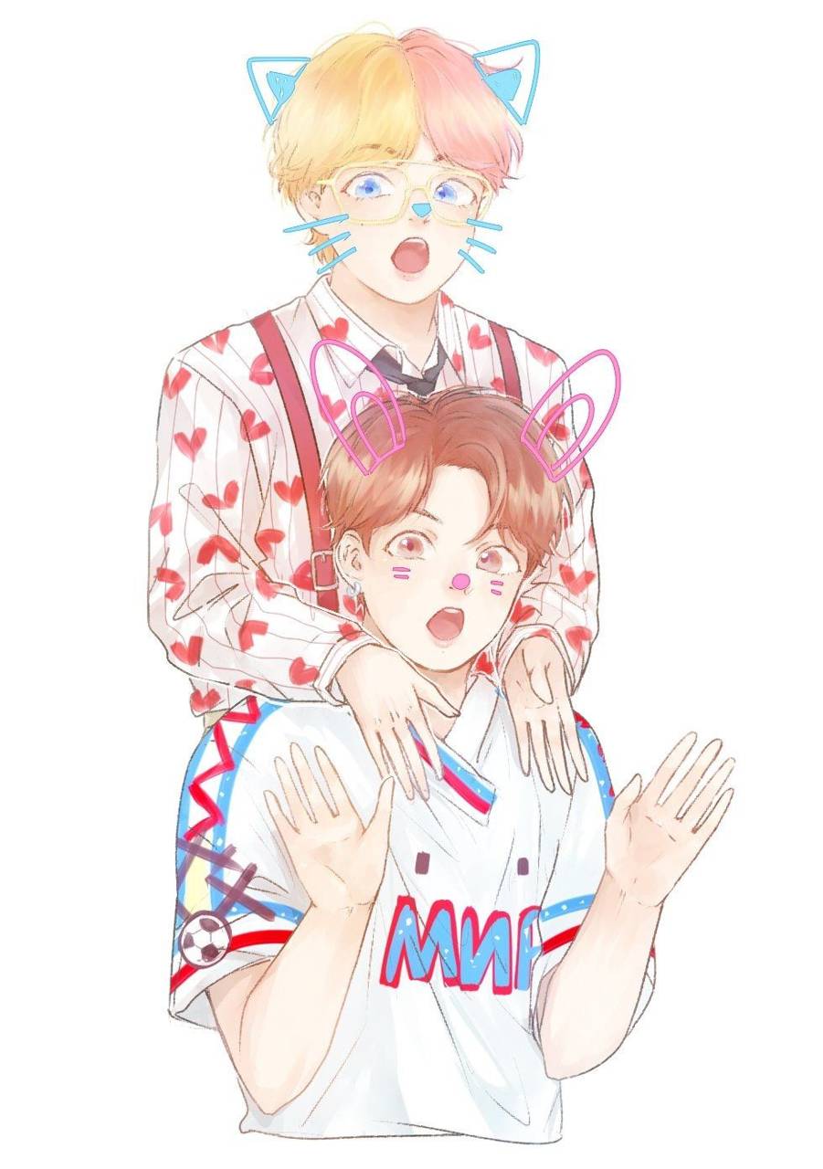 901x1280 Cute vkook art wallpaper