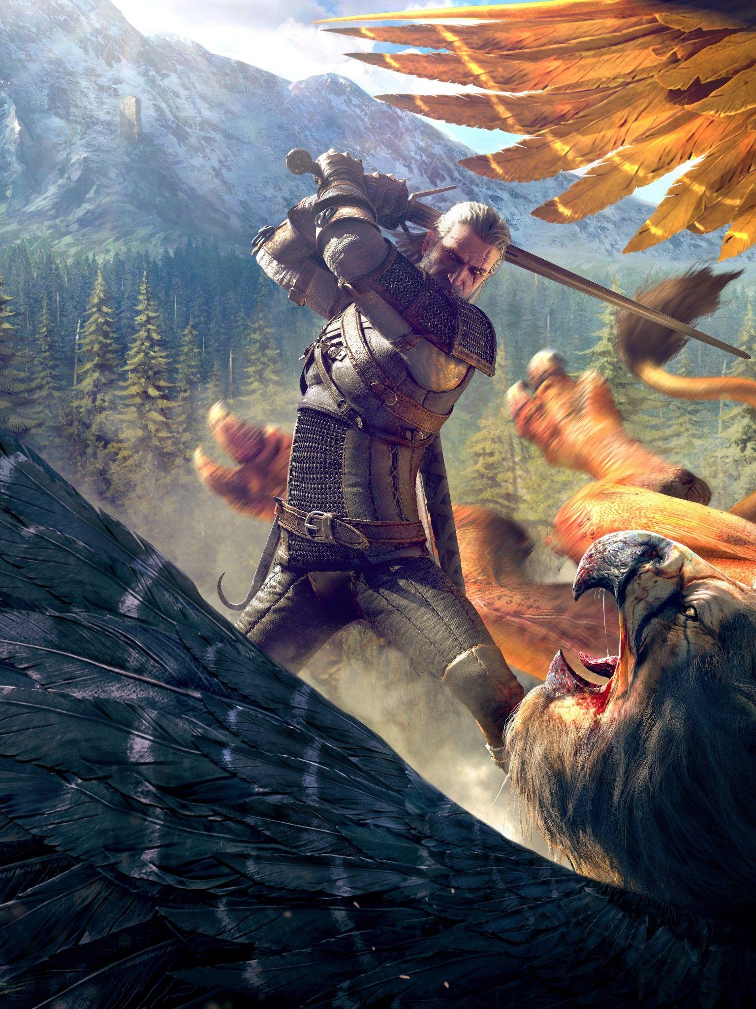 1536x2048 Wallpaper The Witcher Wild Hunt, Geralt, Griffin, 8K, Games,. Wallpaper for iPhone, Android, Mobile and Desktop