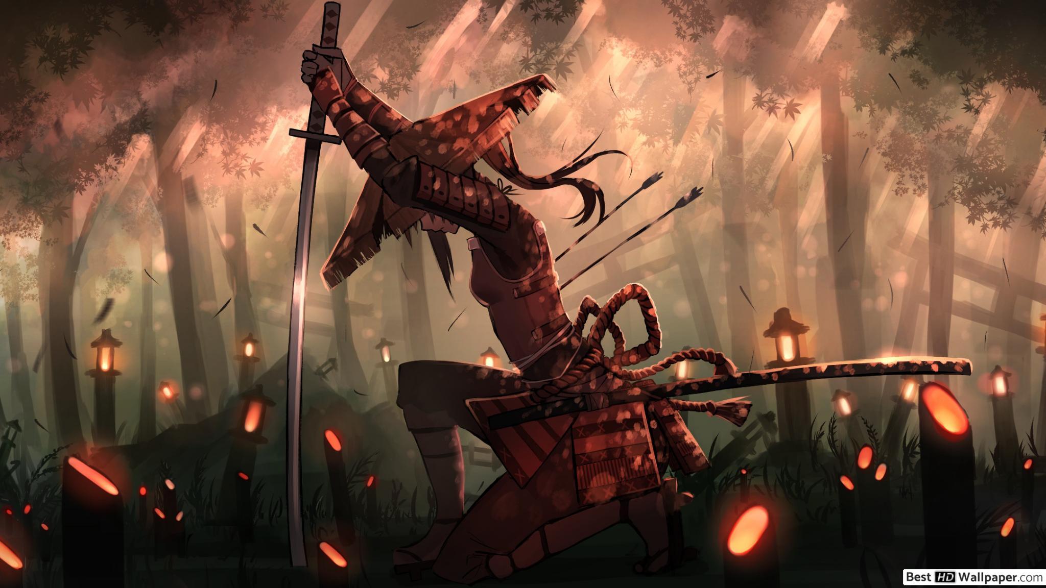 2048x1152 Samurai Girl HD wallpaper download