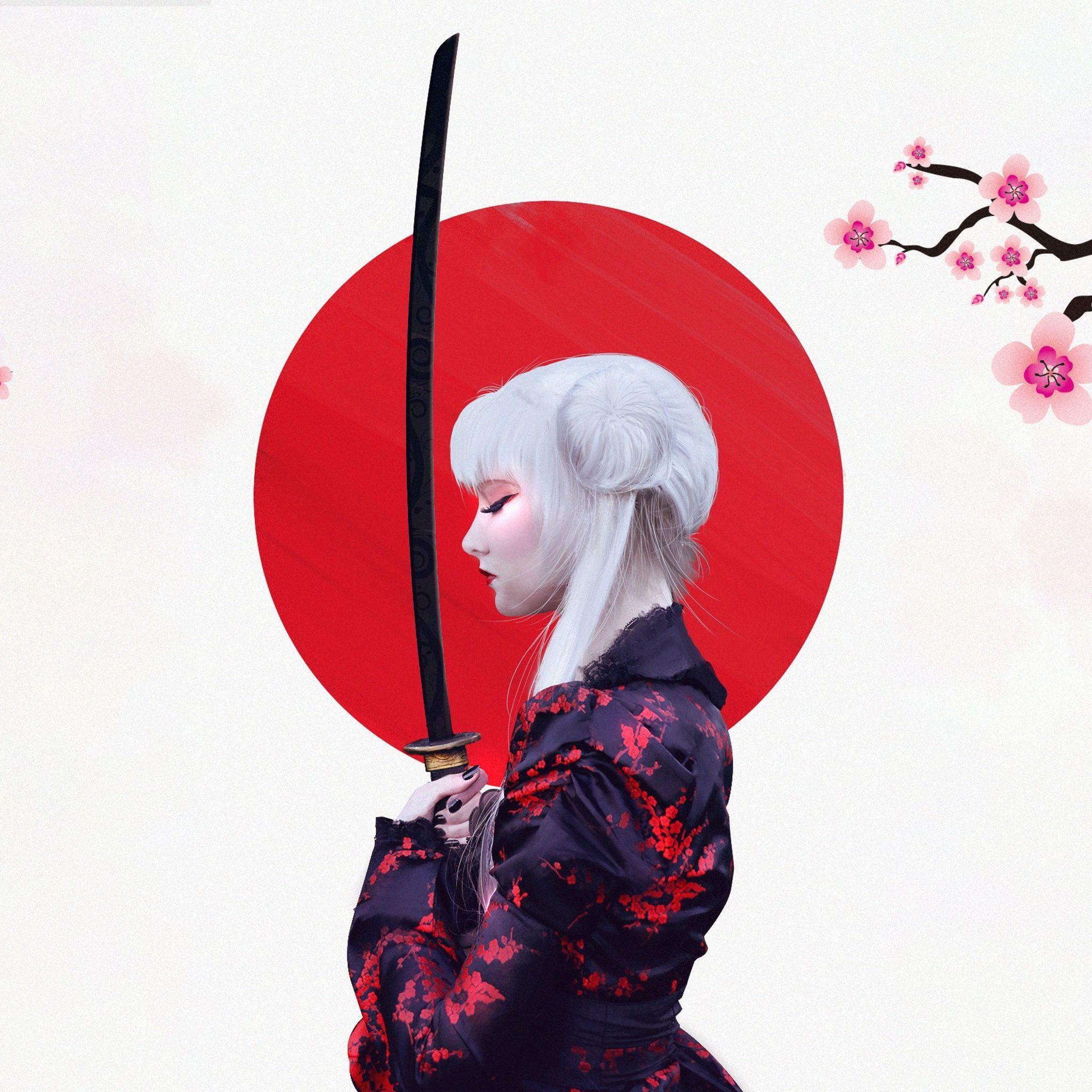 2048x2048 Anime Girl Samurai iPad Air HD 4k Wallpaper, Image, Background, Photo and Picture