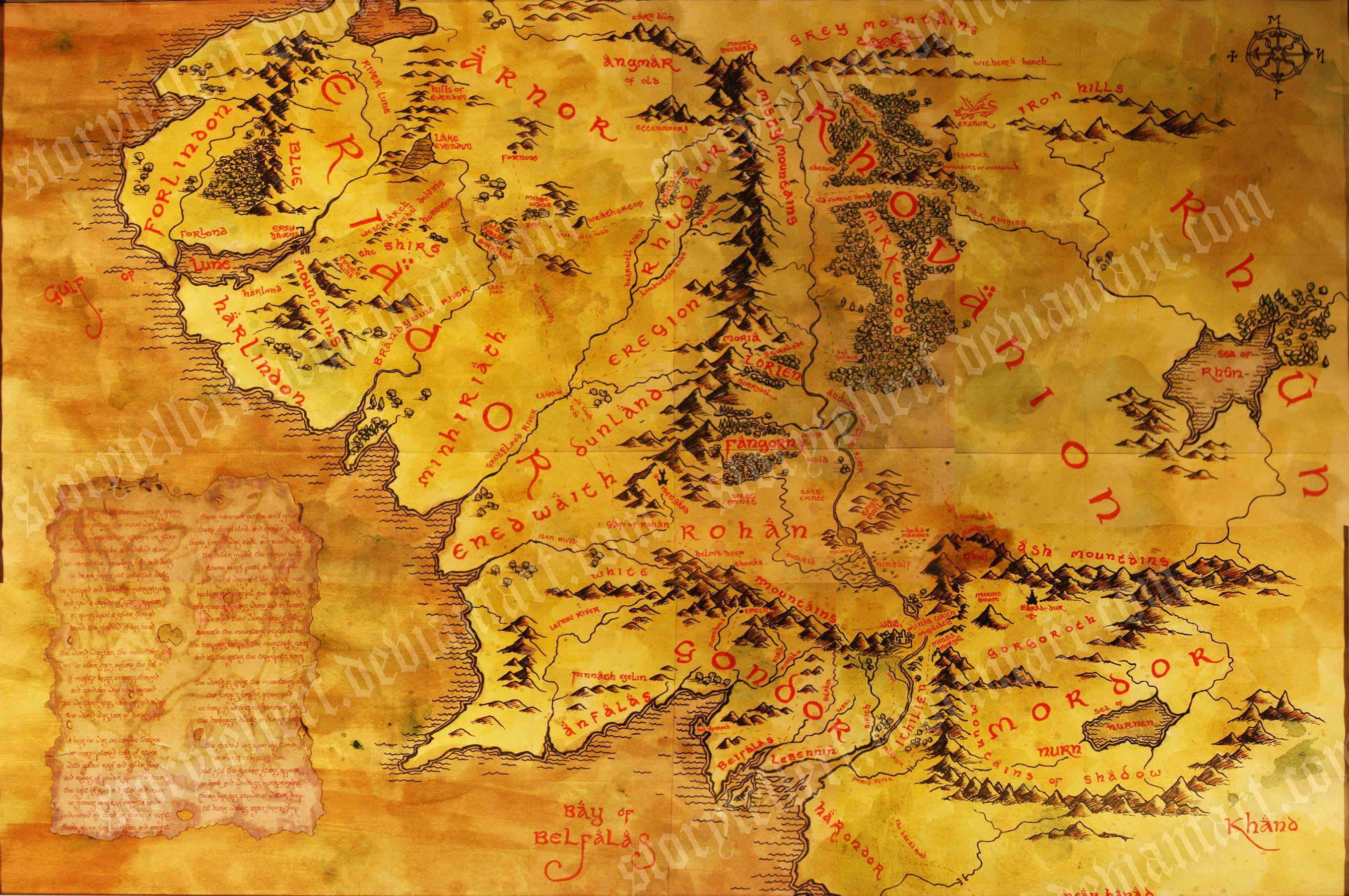 2718x1806 Middle Earth Map Wallpaper