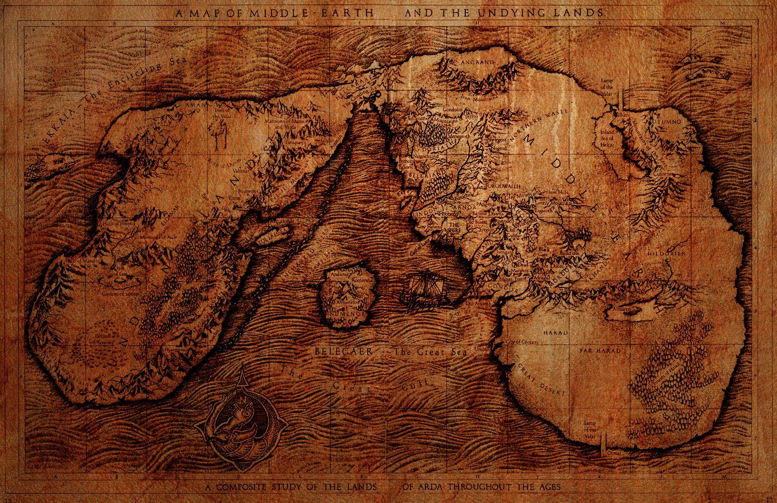 1600x1036 Middle Earth Map Wallpaper