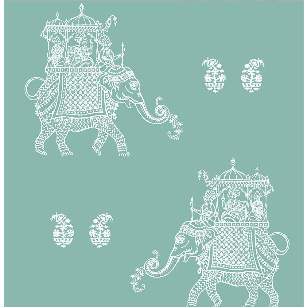 1000x1000 A Street Ophelia Turquoise Elephant Turquoise Wallpaper Sample 1014 001839SAM Home Depot
