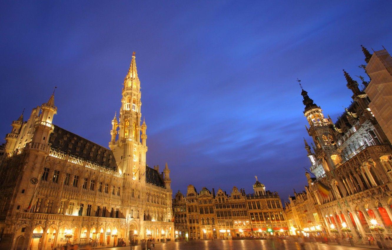 1332x850 Wallpaper night, the city, area, Brussels, Grand Place, Brussels image for desktop, section город