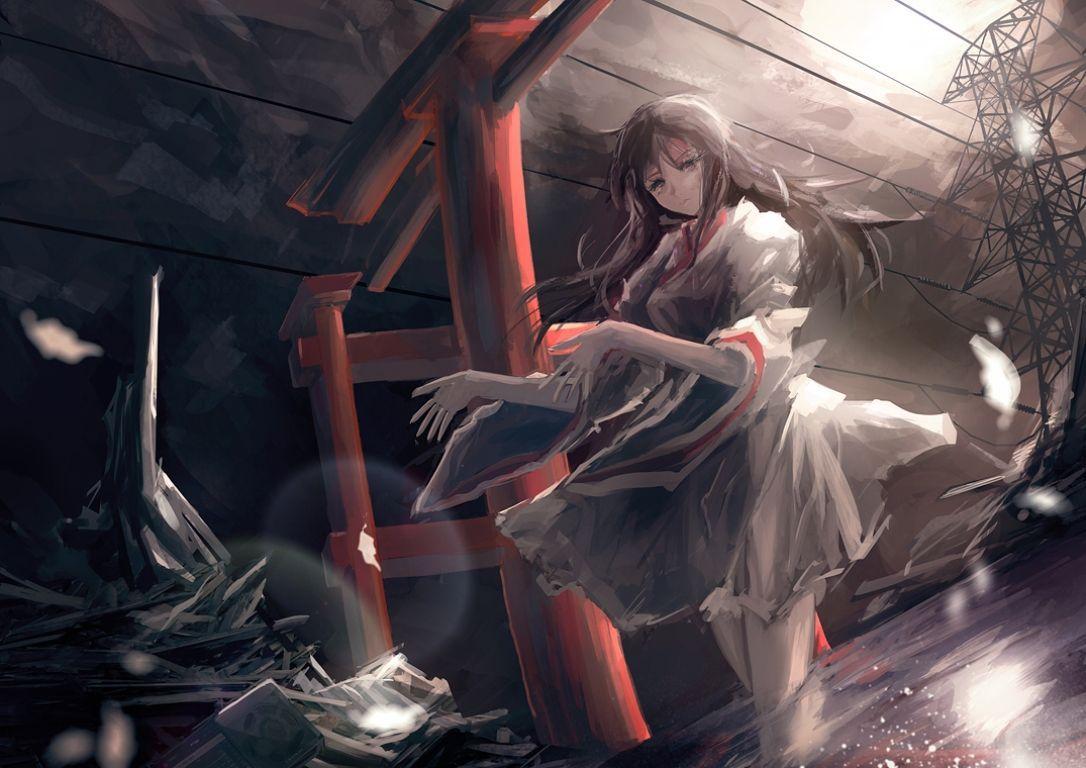 1086x768 Anime Sad Landscape Wallpaper