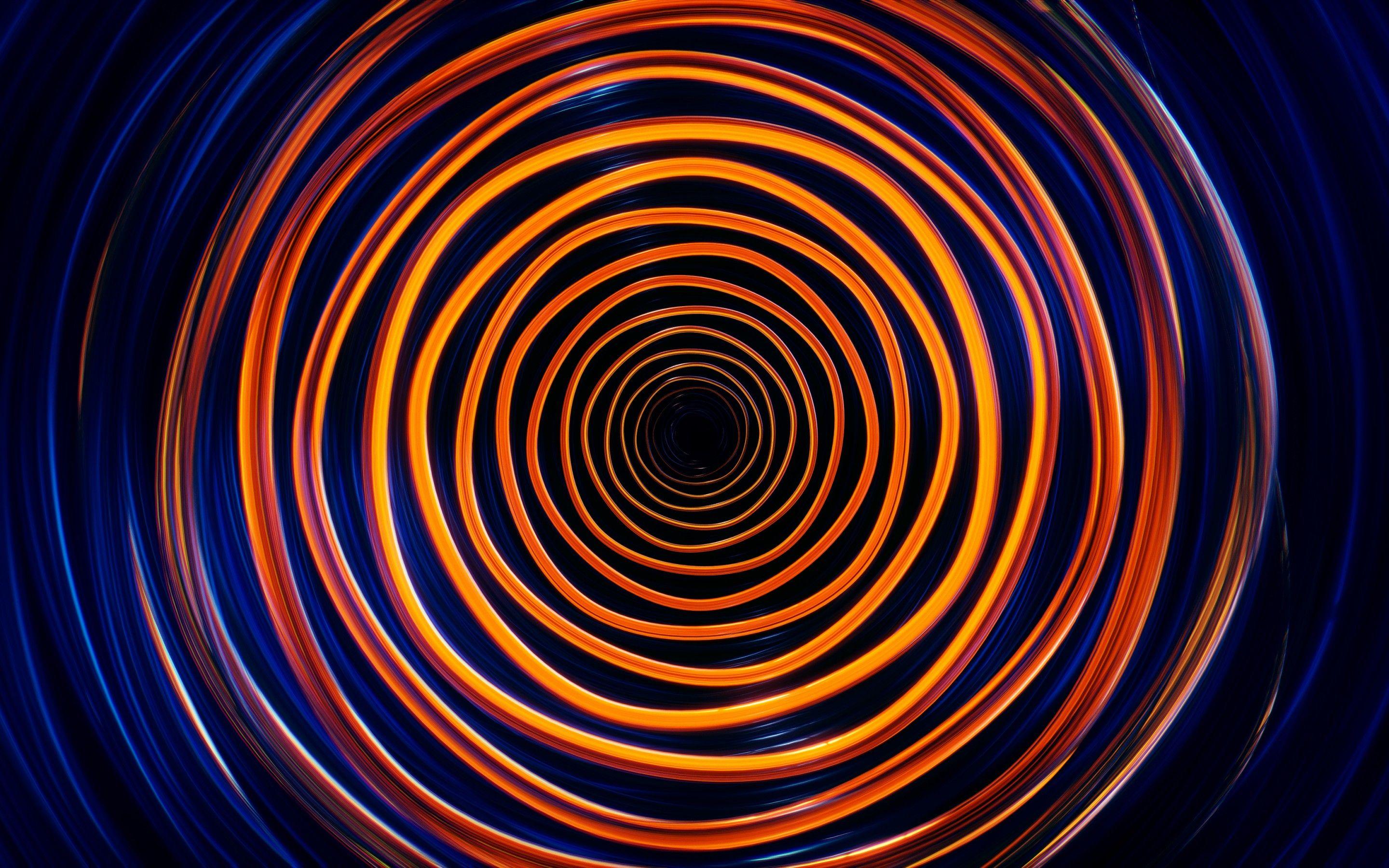 2880x1800 Wallpaper Circles, Neon, Waves, Colorful, Orange, Dark, 4K, Abstract,. Wallpaper for iPhone, Android, Mobile and Desktop