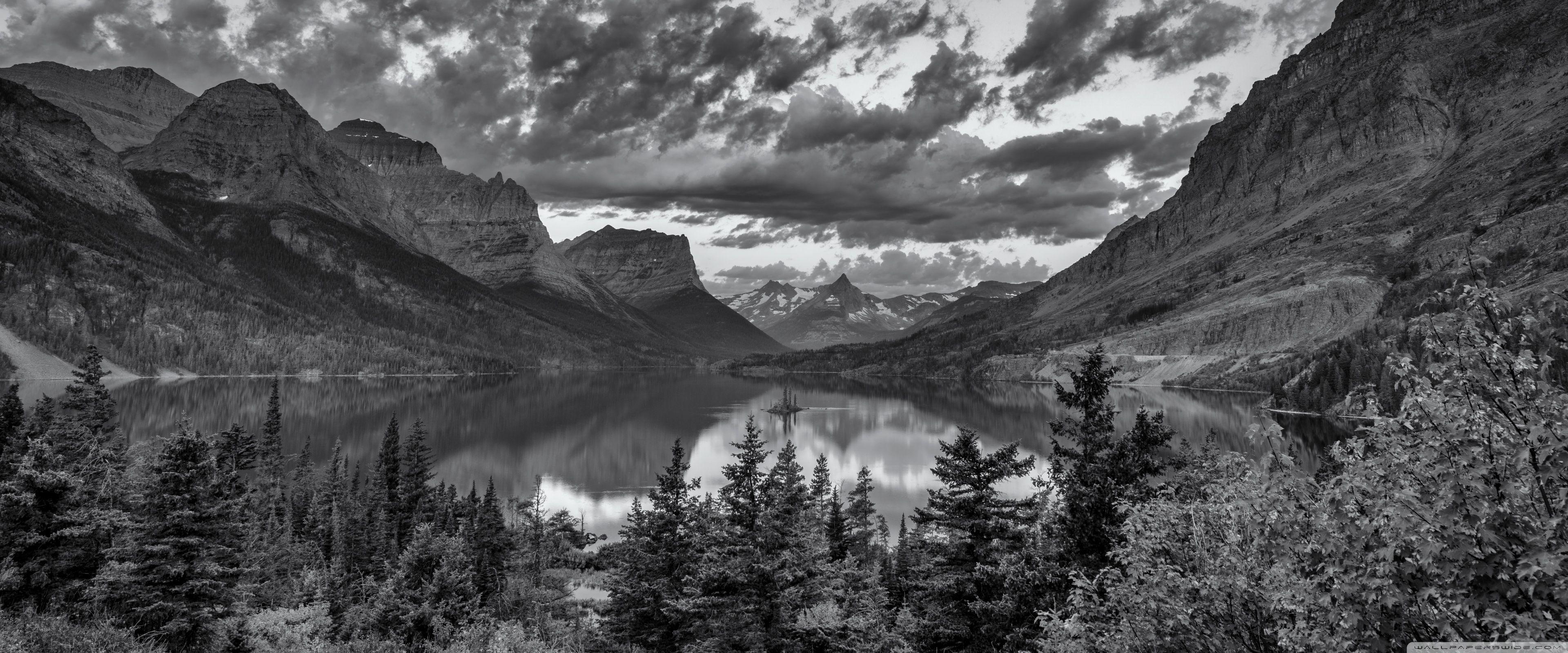 3840x1600 Glacier National Park, Montana, Black and White Ultra HD Desktop Background Wallpaper for 4K UHD TV : Widescreen & UltraWide Desktop & Laptop : Multi Display, Dual Monitor : Tablet